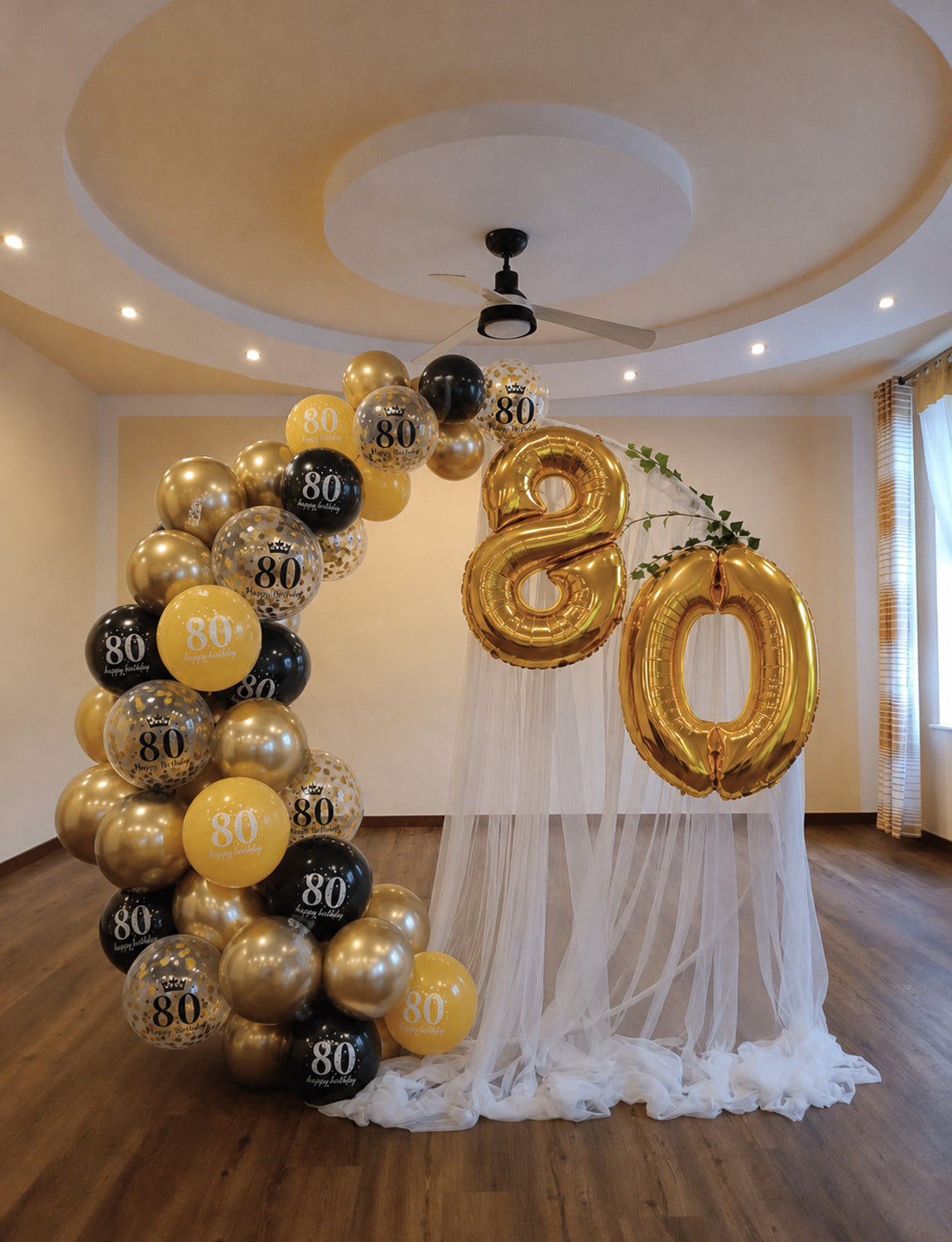 80th Birthday Balloons, 24 Pcs Black Gold Balloons for Men & Women 12 Inch Black and Gold Birthday Balloons, Gold Confetti Latex Balloons, 80th Birthday Decorations for Him & Her