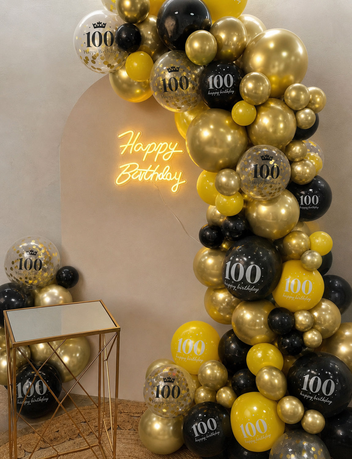 100th Birthday Balloons, 24 Pcs Black Gold Balloons for Men & Women 12 Inch Black and Gold Birthday Balloons, Gold Confetti Latex Balloons, 100th Birthday Decorations for Him & Her