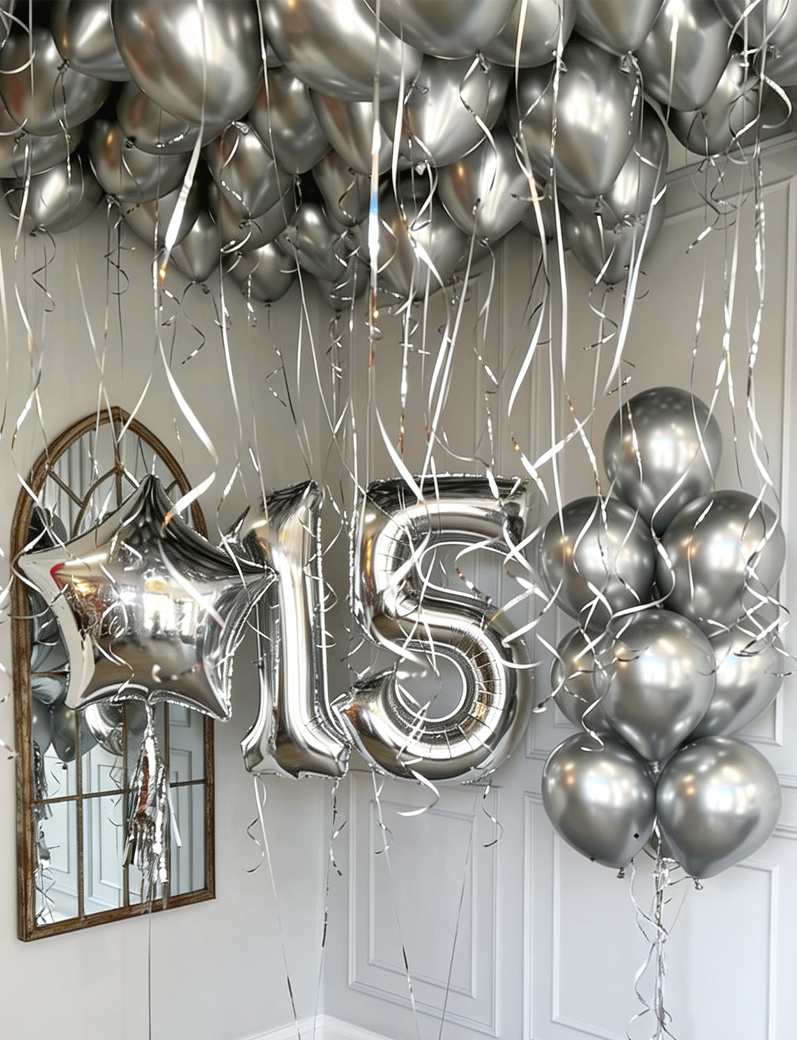 Silver Balloons - 12 Inch Metallic Silver Balloons for Party Decor 50Pcs Strong Thicken Metallic Silver Balloons Round Latex Balloons for Birthday Wedding Anniversary New Year Eve Engagement