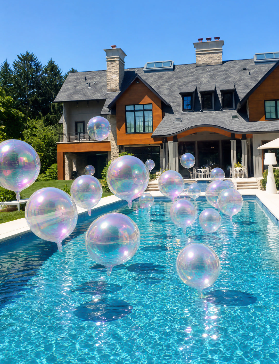 Iridescent Round Foil Balloons, 22" 15" 10" 4D Bubble Clear Balloons 14 Pcs Giant Holographic Party Balloons, Different Sizes Foil Balloons for Birthday Wedding Mermaid Rainbow Party Decorations