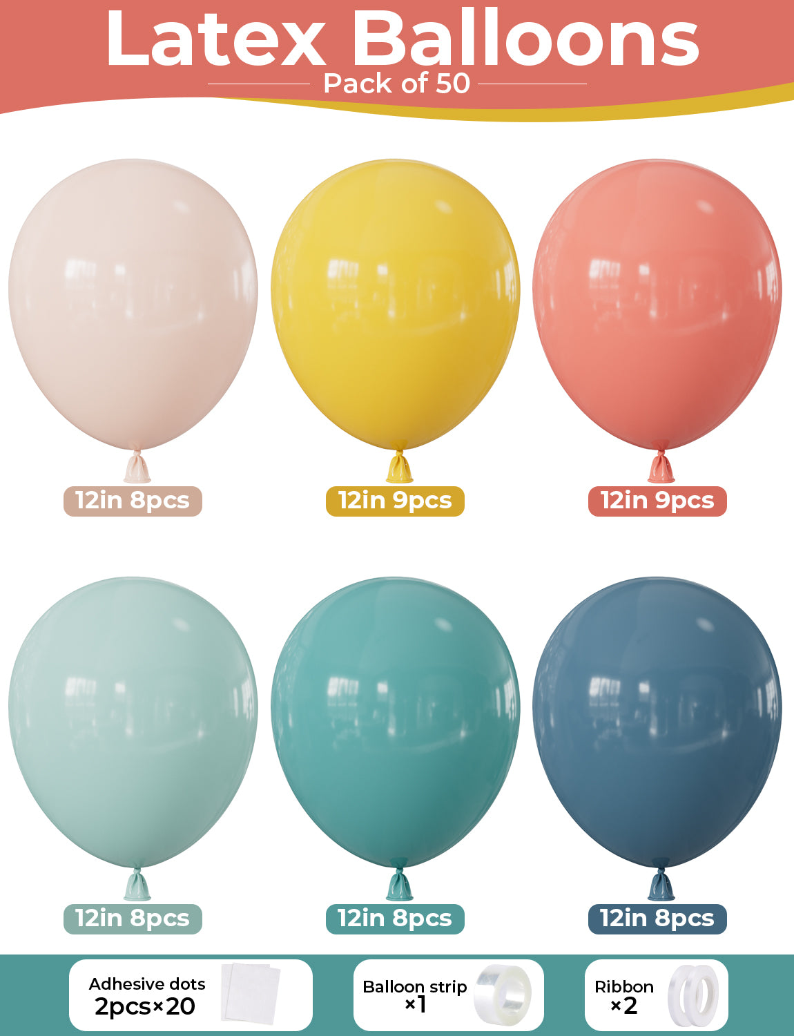 Boho Rainbow Balloons, 50 Pcs 12 Inch Assorted Colourful Balloons Dark Retro Latex Balloons, Multicoloured Balloons for Thanksgiving Fall Autumn Baby Shower Wedding Birthday Party Decorations