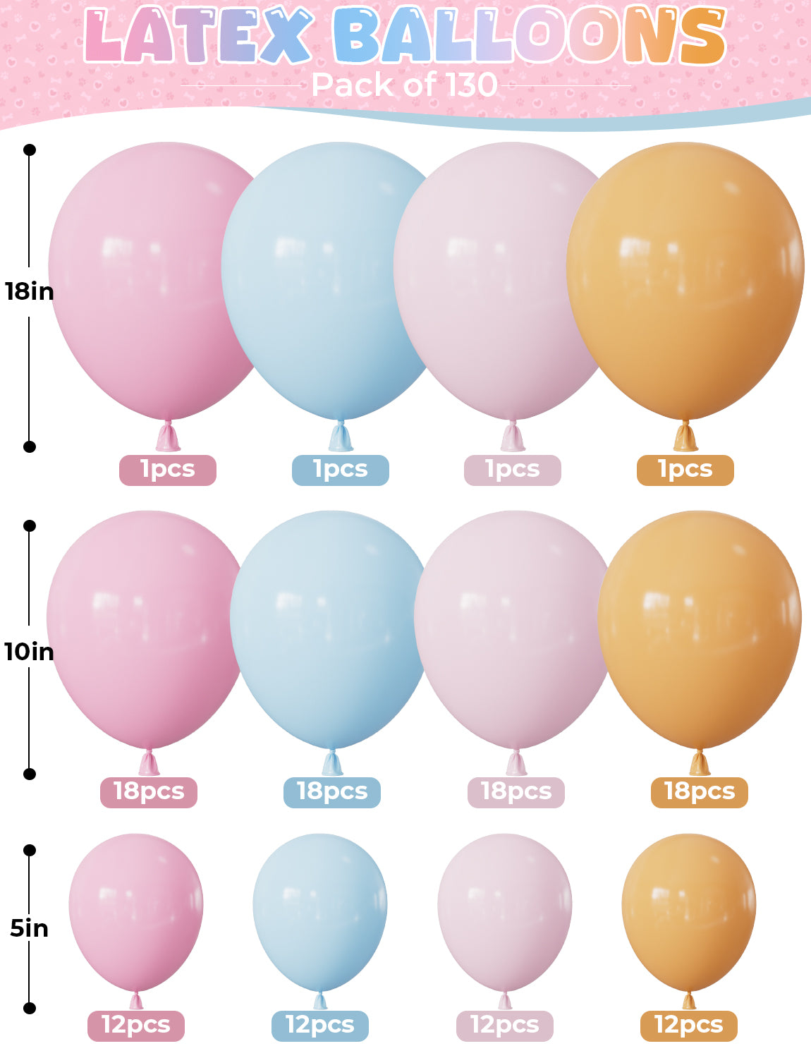 Adeyoo Blue Balloon Garland Arch Kit, Dog Bone and Paw Balloons with Pastel Pink Blue Orange Balloons, Daisy Balloon for Puppy Birthday Decorations, Boys Girls Birthday Party, Baby Shower Supplies