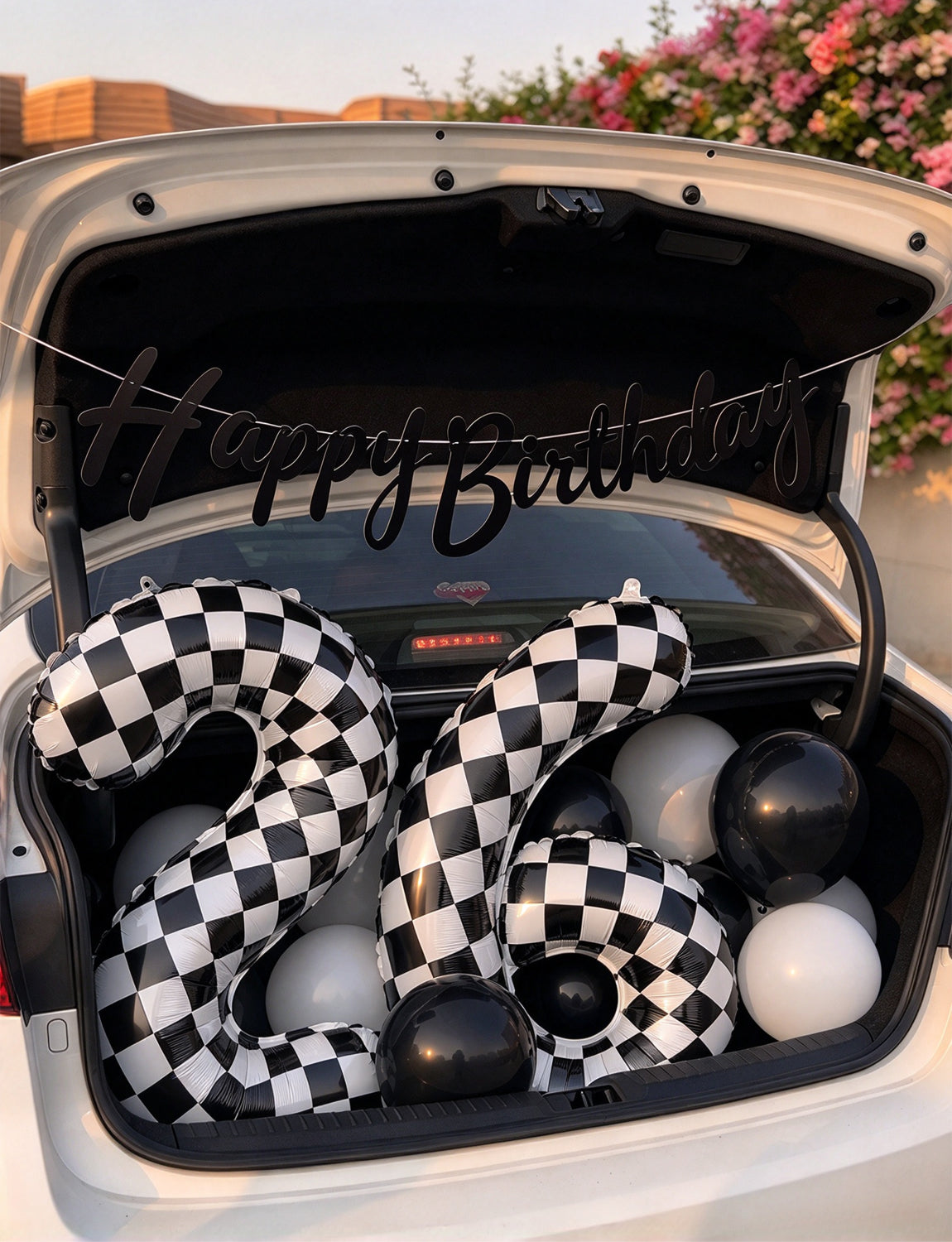 40 Inch Checkered Number 6 Balloon for Racing Birthday Decorations Large Number 6 Balloon, Black and White Foil Balloon for Birthday, Baby Shower, Race Car and Checkered Flag Party Decorations
