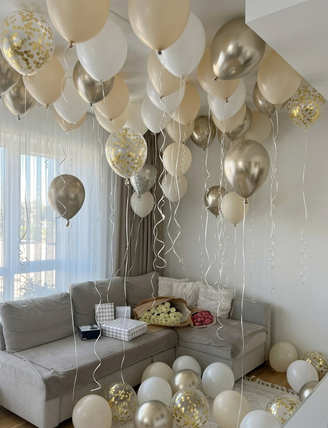 White and Gold Balloons - 12Inch Gold and White Balloons for Wedding 50Pcs White and Gold Balloons with Gold Confetti Balloon Wedding Balloons for Birthday Baby Shower Engagement Party Decor