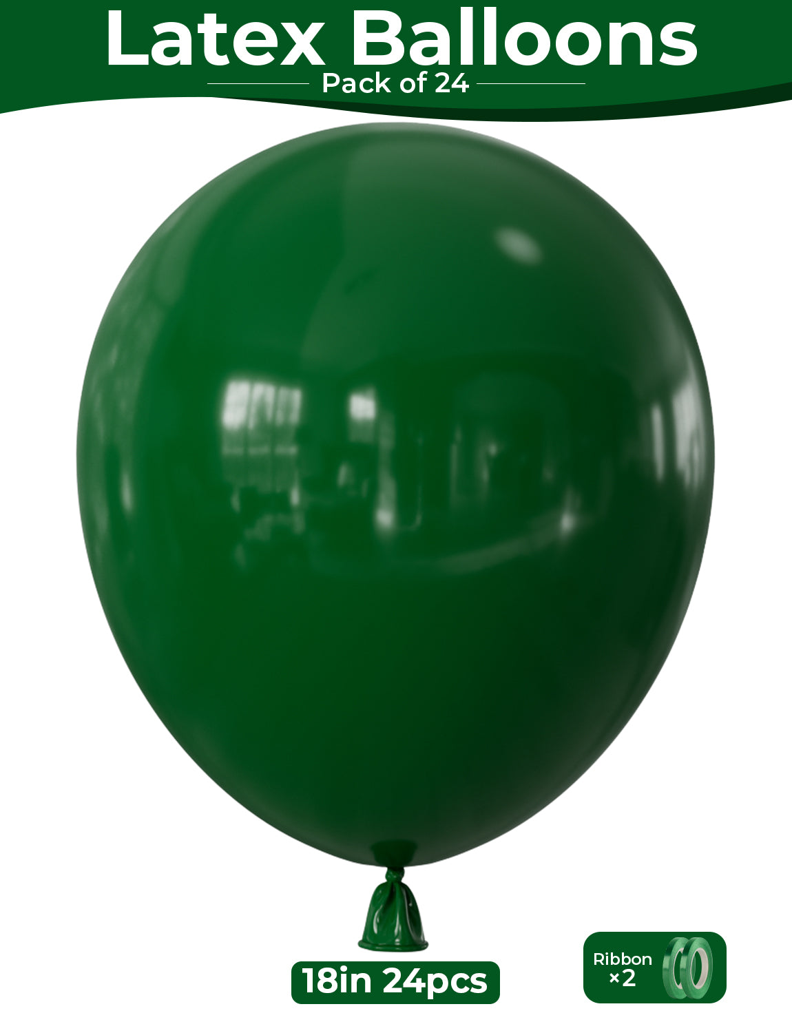Dark Green Balloons, 24 Pcs 18 Inch Green Balloon for Birthday Decor Large Birthday Balloons for Green Birthday Decorations, Party Balloons for Jungle Forest Christmas Wedding Graduation parties