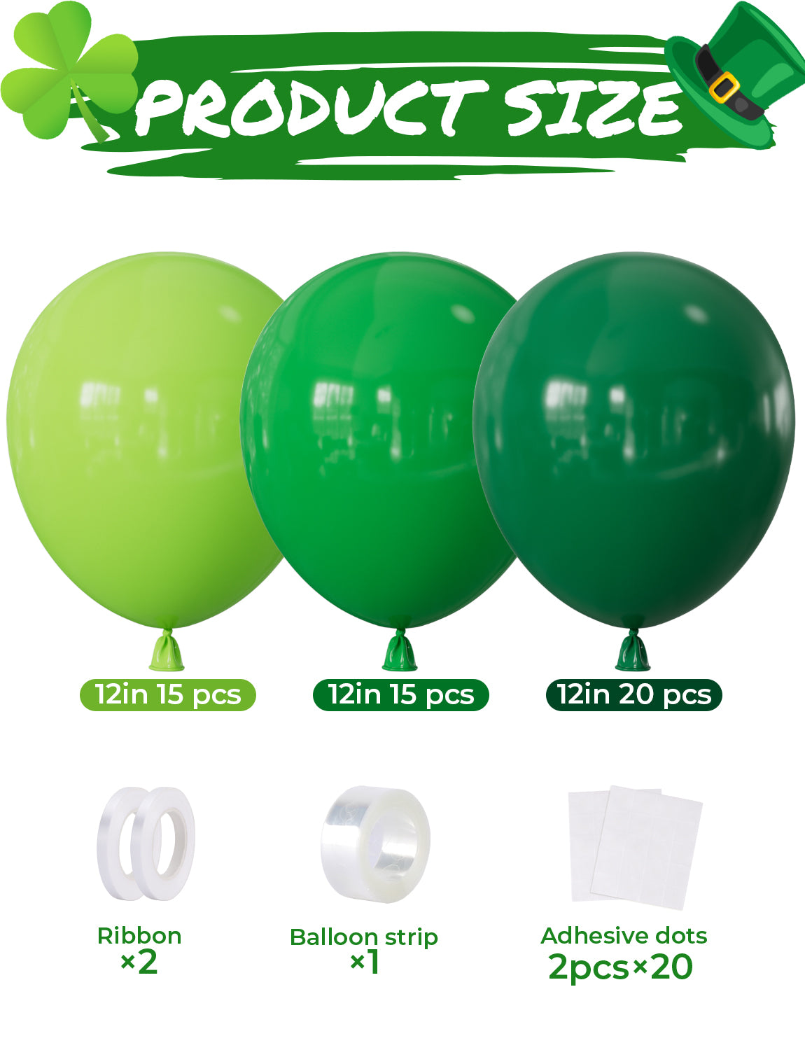 Green Balloons, 50 Pcs Dark & Lime Green Balloons 12 Inch Latex Balloons for St. Patrick’s Day, Baby Shower, Jungle Safari Birthday Party Decorations, Indoor Outdoor