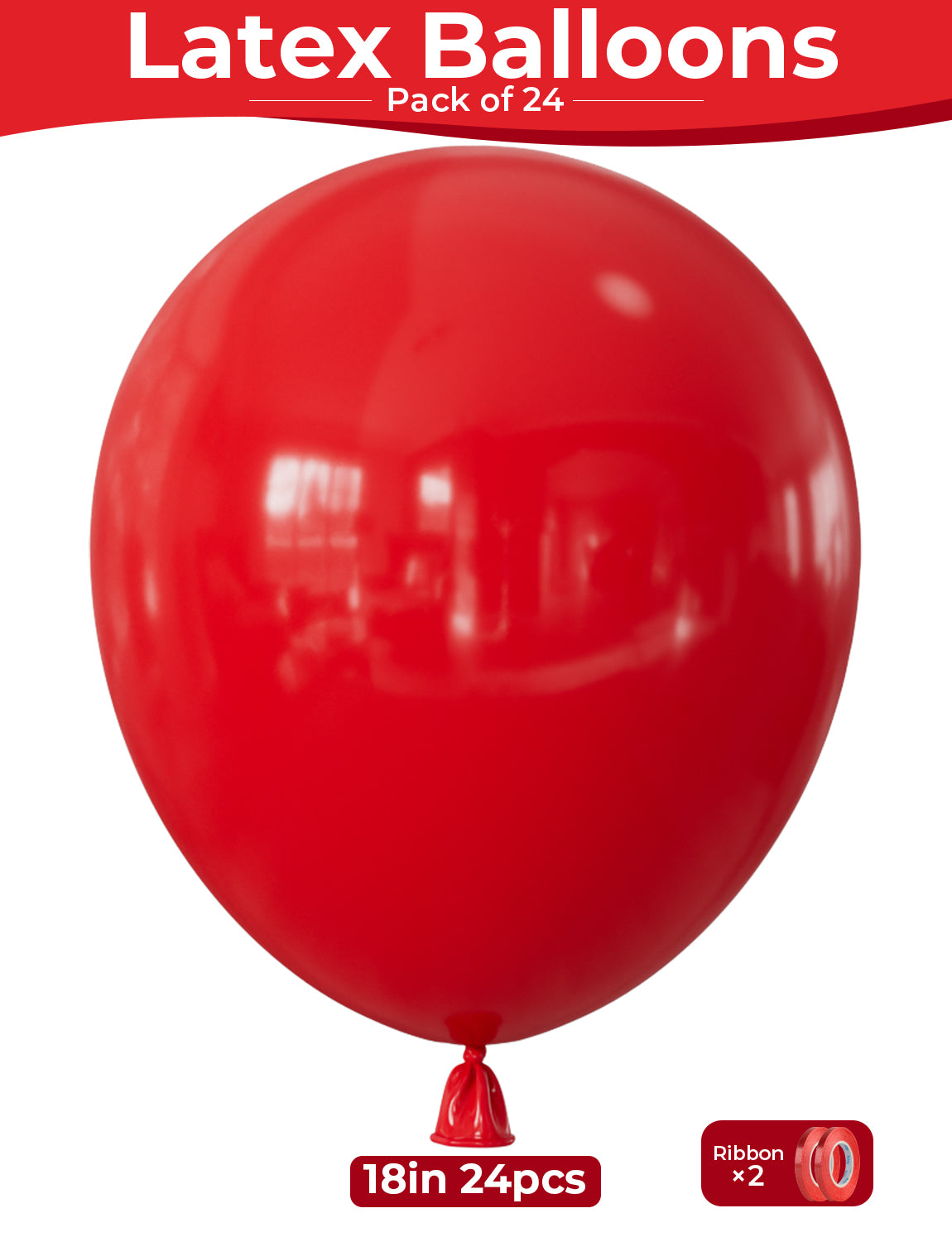 Red Balloons, 24Pcs 18Inch Red Latex Balloon for Birthday Decoration Large Birthday Balloons for Wedding Decorations, Party Balloons for Birthday Valentine's Day Anniversary Engagement Christmas