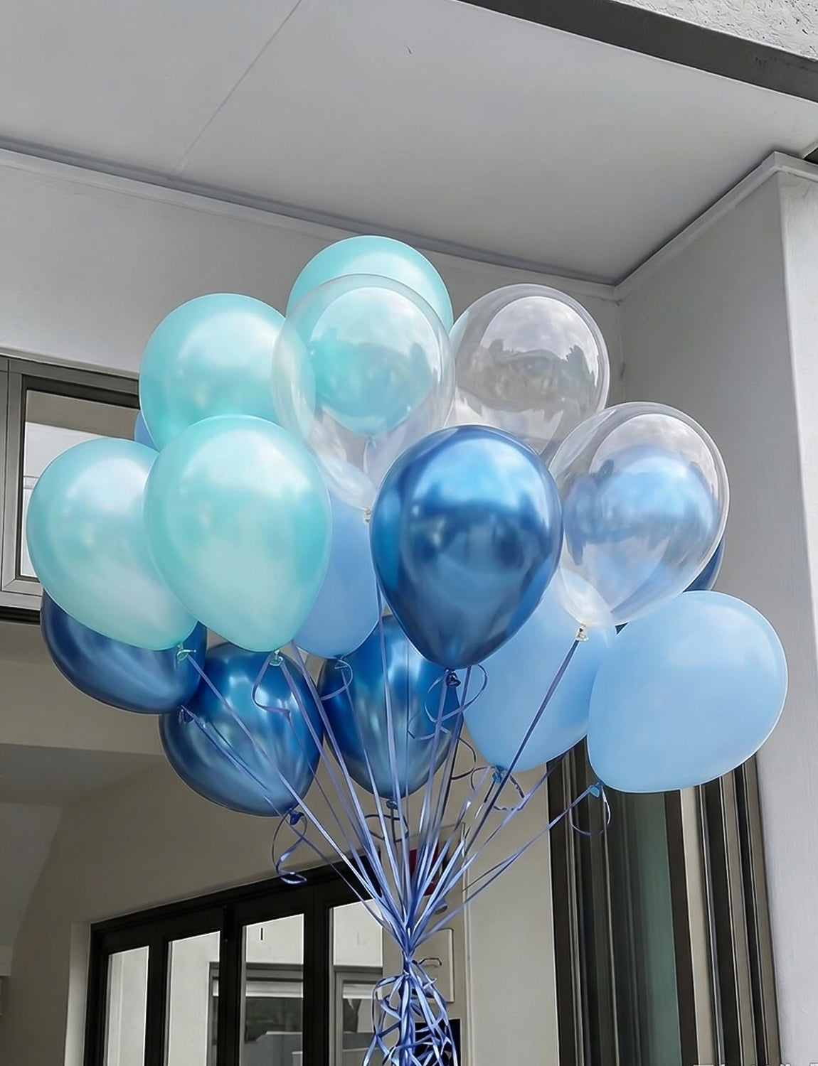 Blue Balloons, 12 Inch Ocean Under The Sea Balloon for Mermaid Decor 50 Pcs Teal Baby Blue and Clear Balloons, Metallic Blue Balloon for Ocean Shark Themed Birthday Baby Shower Party Decoration