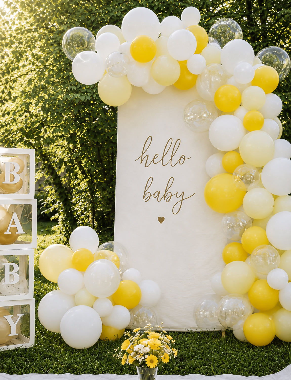 Yellow and White Balloons, 50 Pcs 12 Inch Yellow White Clear Balloon Lemon Yellow White Clear Balloons for Baby Shower Birthday Bee Lemon Easter Wedding Anniversary Carnival Party Decorations