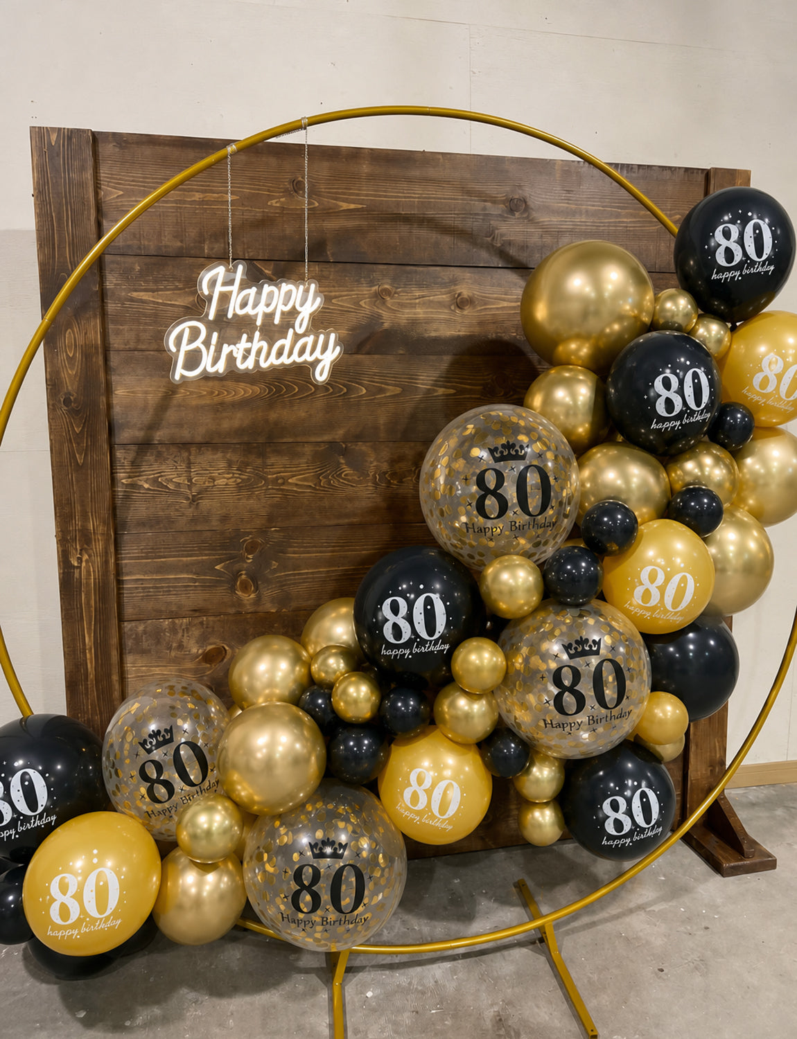80th Birthday Balloons, 24 Pcs Black Gold Balloons for Men & Women 12 Inch Black and Gold Birthday Balloons, Gold Confetti Latex Balloons, 80th Birthday Decorations for Him & Her