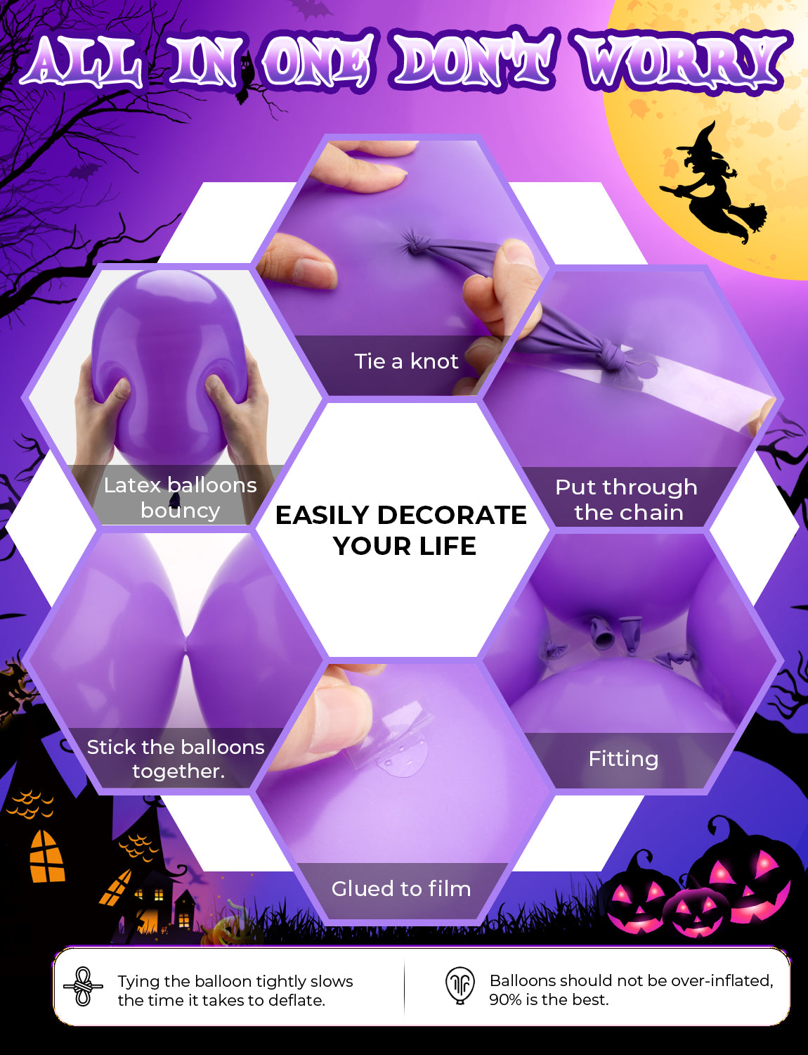 Adeyoo Halloween Balloons Decorations,60pcs 12 Inch Black Orange Balloons Set Purple Green Latex Balloons Fun Confetti Balloons Ghost Bat Skeleton Print Balloons for Halloween Birthday Party Supplies