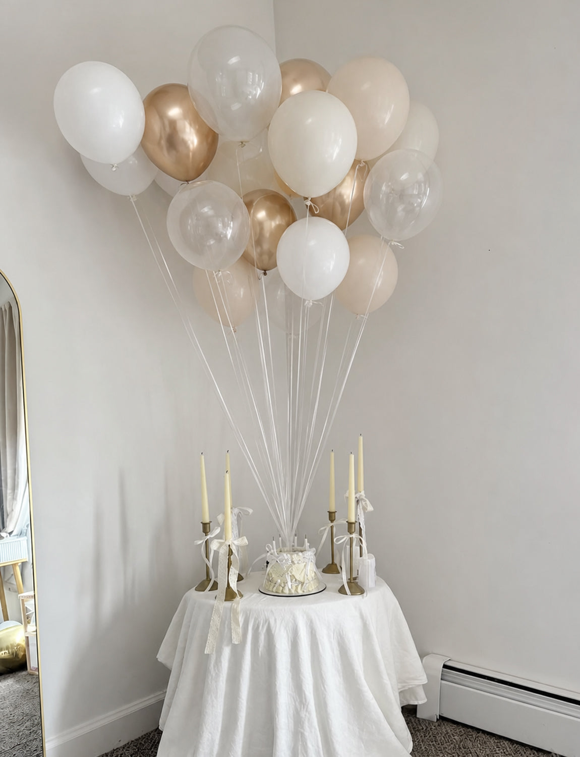 White and Gold Balloons, 50 Pcs 12 Inch Wedding Balloons Metallic Gold and Beige Balloons, Clear balloons, Nude Balloon, Engagement Balloons for Boho Wedding Bridal Anniversary party