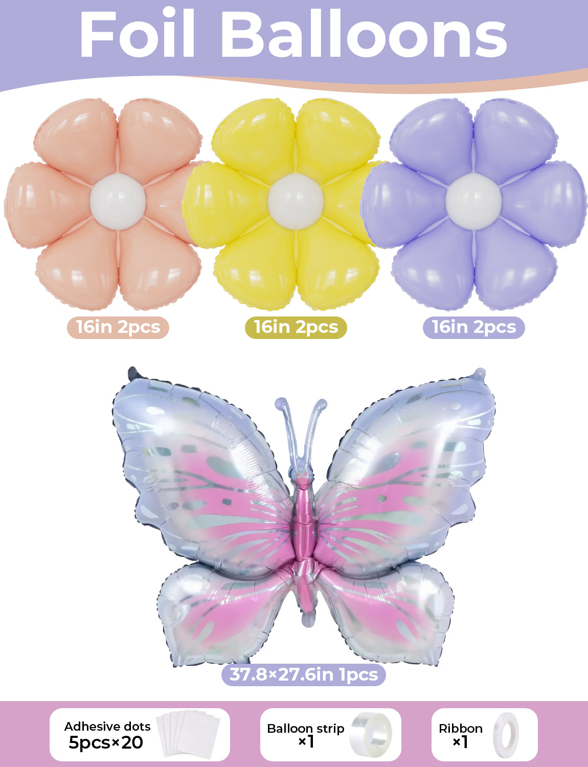 Butterfly Balloon Arch Kit Garland - 141Pcs Pastel Daisy Balloons Arch with Butterfly Foil Balloon Different Sizes Pastel Balloons for Easter Birthday Spring Baby Shower Boho Party Decorations