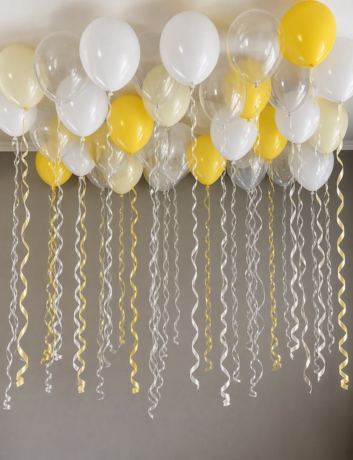 Yellow and White Balloons, 50 Pcs 12 Inch Yellow White Clear Balloon Lemon Yellow White Clear Balloons for Baby Shower Birthday Bee Lemon Easter Wedding Anniversary Carnival Party Decorations