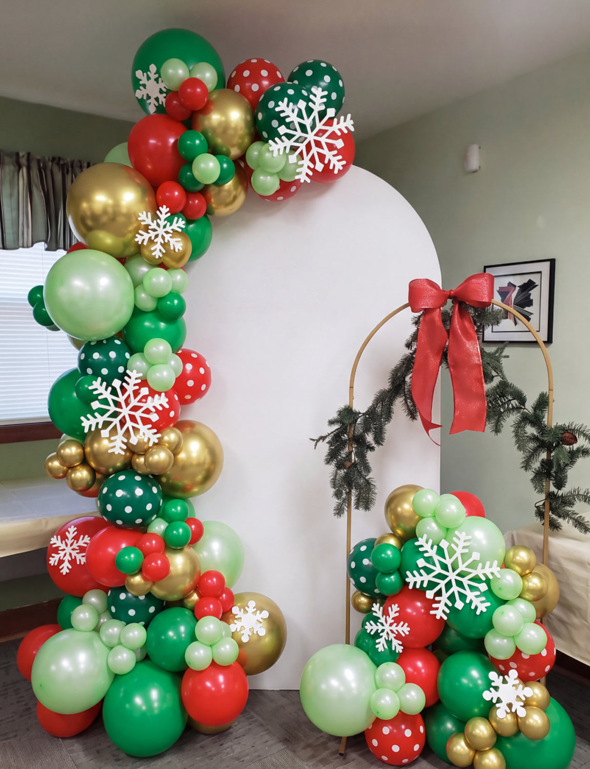 Christmas Balloons - Red Green Gold Polka Dot Balloons for Christmas 50 Pcs 12 Inch Christmas Balloons, Red Green Gold Balloons with Polka Dot Balloon for Xmas Christmas Party Decorations