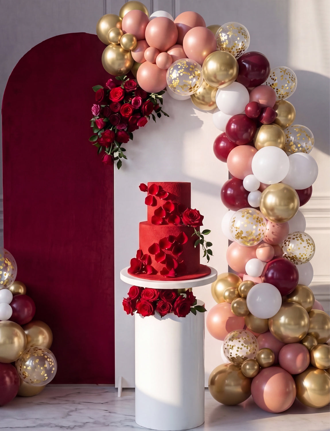 Burgundy Balloon Garland Arch Kit, 139 Pcs Maroon Rose Gold Balloon Burgundy and Gold Balloons, Rose Gold Balloons, Confetti Balloons for Fall Wedding Anniversary Birthday Party Decorations
