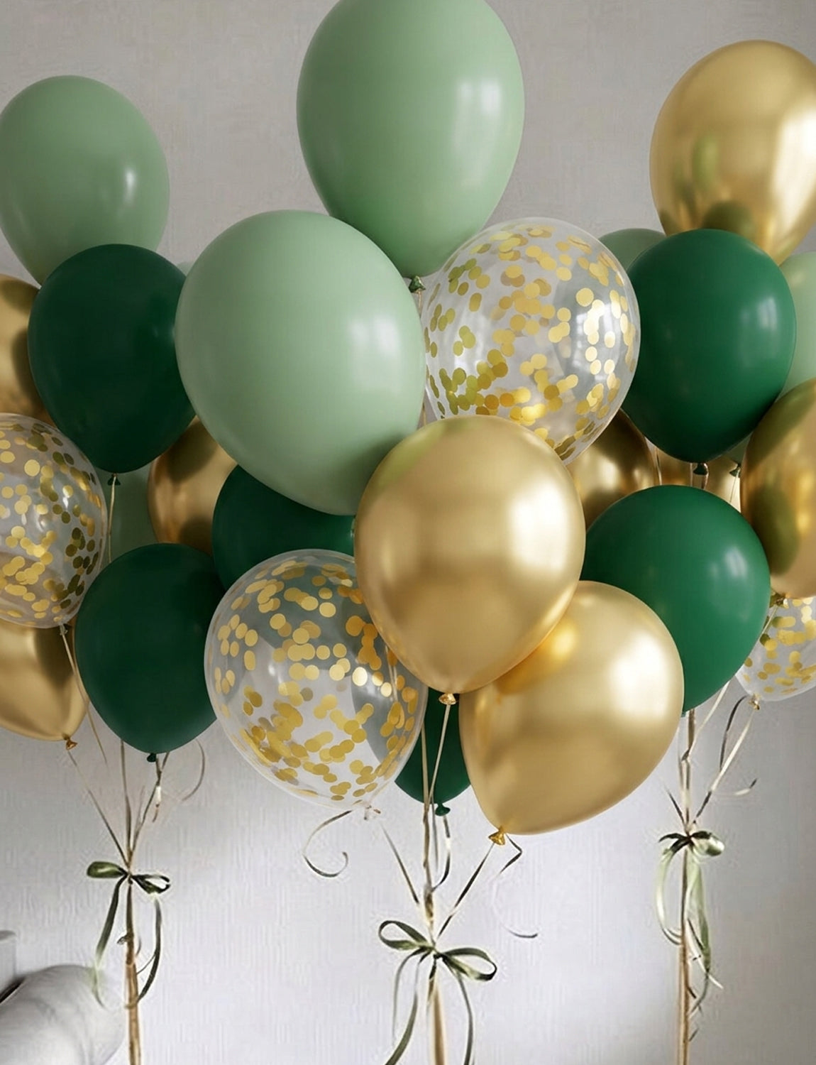 Green and Gold Balloons, 50 Pcs 12 Inch Sage Green and Gold Balloons Sage Green Gold Latex Balloons, Confetti Balloons for Jungle Theme Birthday Christmas Baby Shower Wedding Party Decorations
