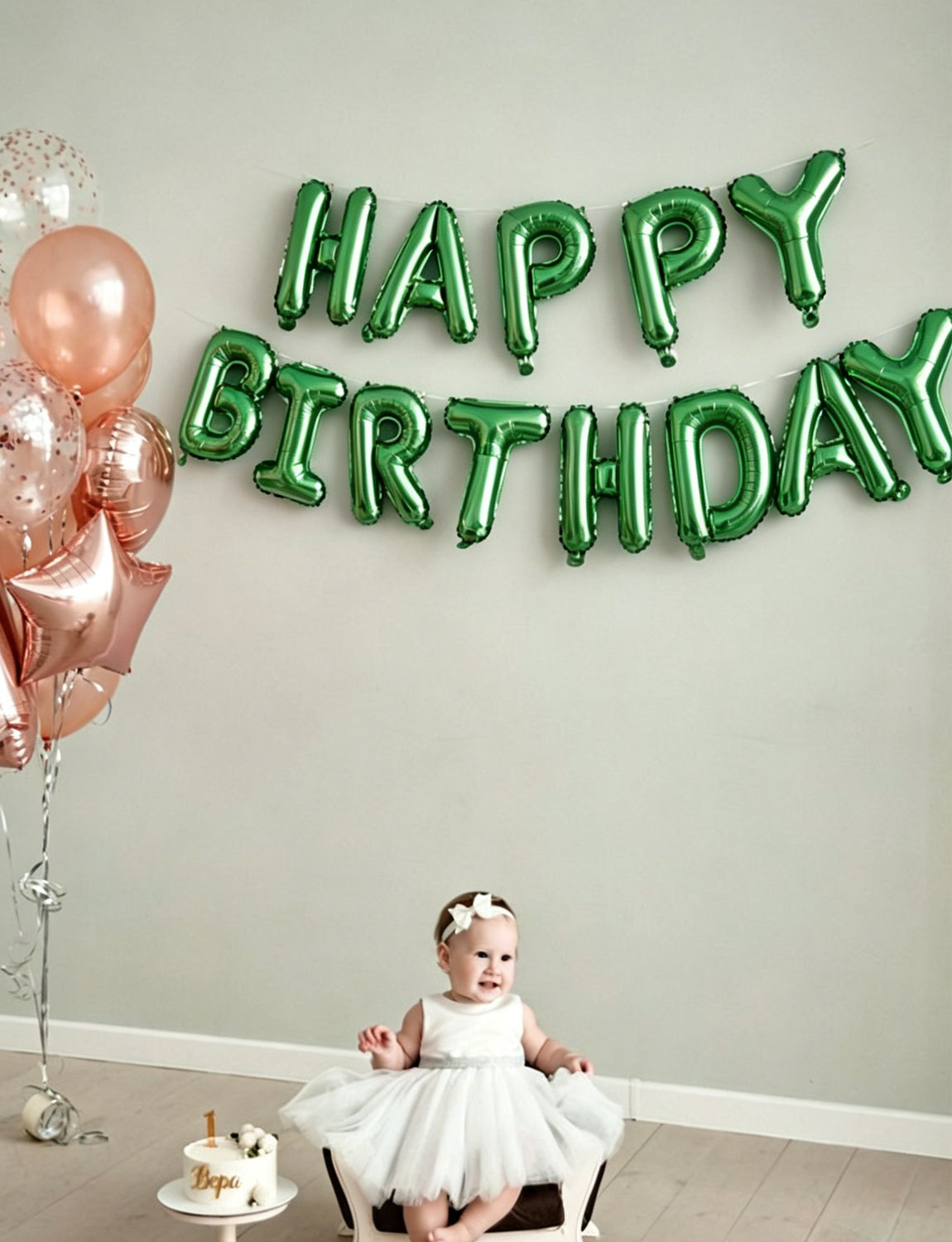 Green Happy Birthday Balloons Banner - 16 Inch Green Birthday Foil Balloon Big Letter Balloons Self Inflating Hbd Sign Balloon for Women Men Birth Party Decorations
