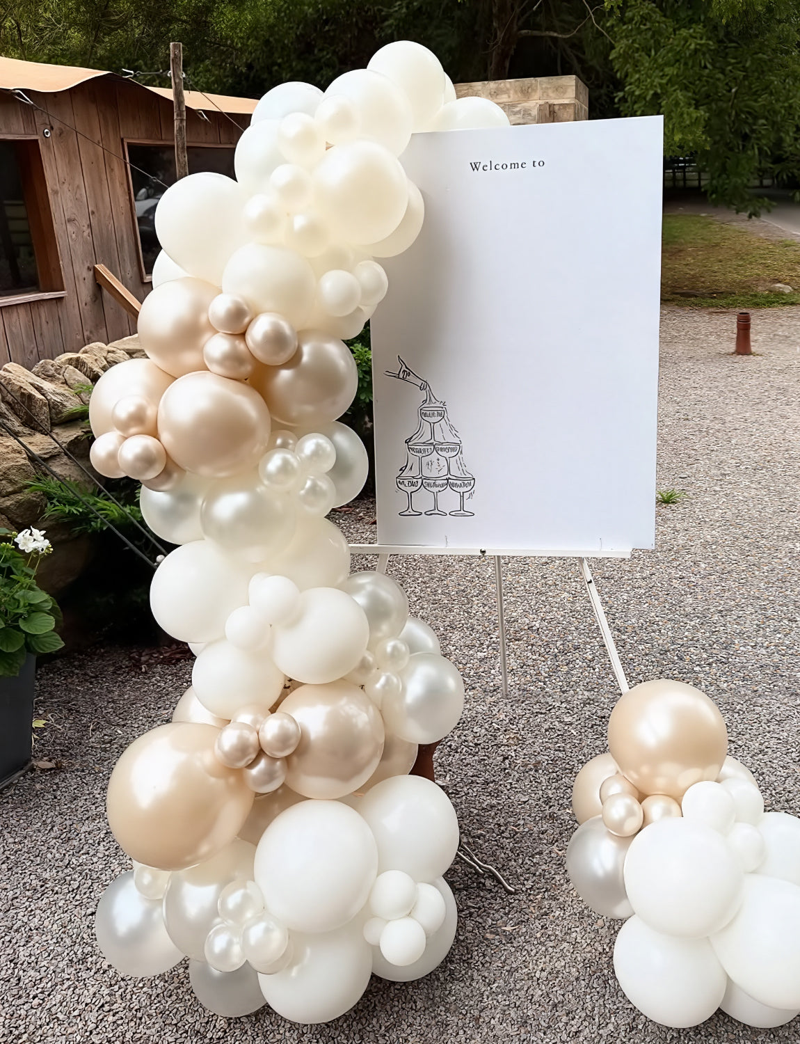 Beige Champagne Gold Balloon Arch Kit Garland - 148 White and Gold Balloon Arch with Metallic Champagne Clear Latex Balloons, Neutral Balloons for Boho Wedding Birthday Baby Shower Party Decorations