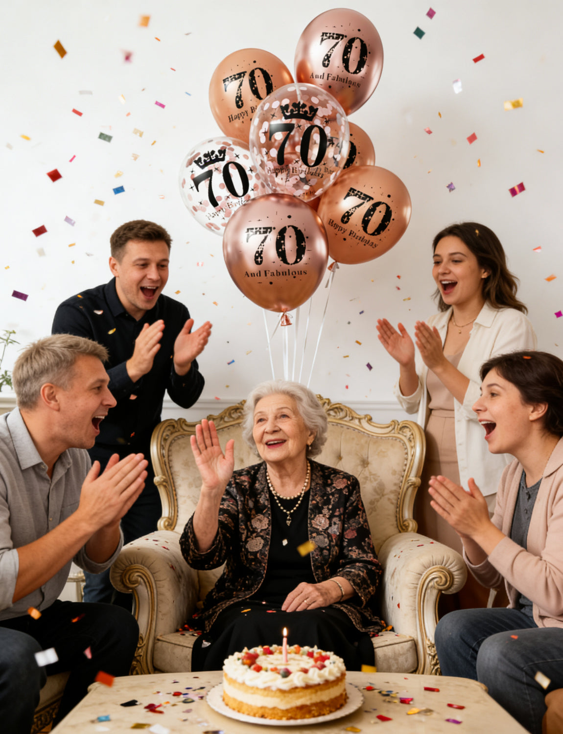 Adeyoo 24Pcs 70th Birthday Balloons - Rose Gold 70th Birthday Decorations for Women Her, 12Inch Rose Gold Latex Confetti Balloons Bright Party Balloon for Anniversary Celebration Supplies