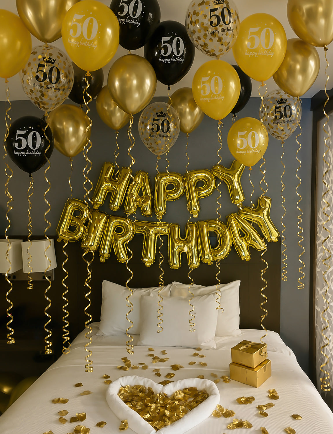 50th Birthday Balloons, 24 Pcs Black Gold Balloons for Men & Women 12 Inch Black and Gold Birthday Balloons, Gold Confetti Latex Balloons, 50th Birthday Decorations for Him & Her