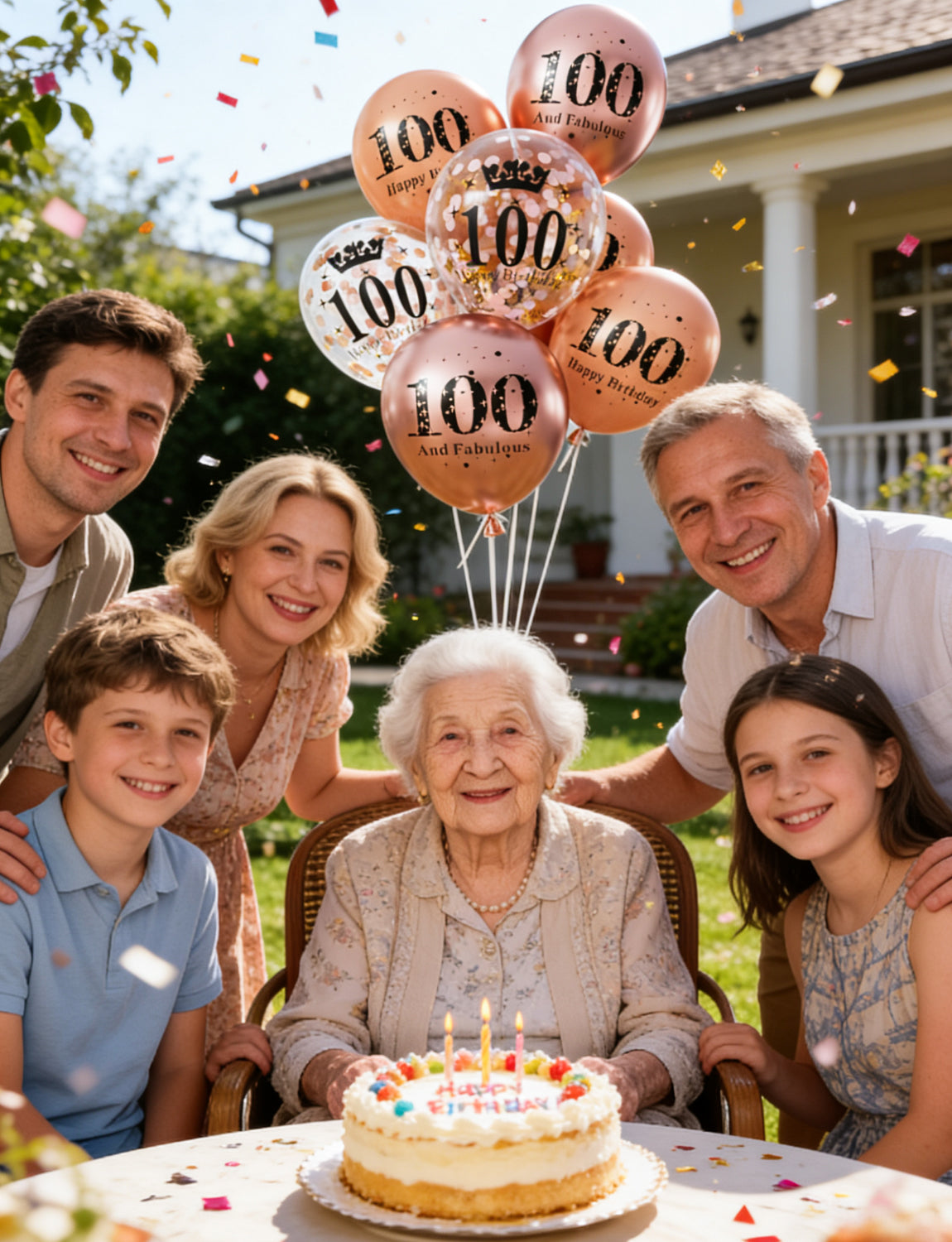 Adeyoo Rose Gold Birthday Balloons Decorations - 24 Pcs 100th Birthday Balloons for Women, Pearl Metallic Rose Gold Balloon, Glitter Confetti Balloon for 100 Years Old Hbd Anniversary Party Decoration