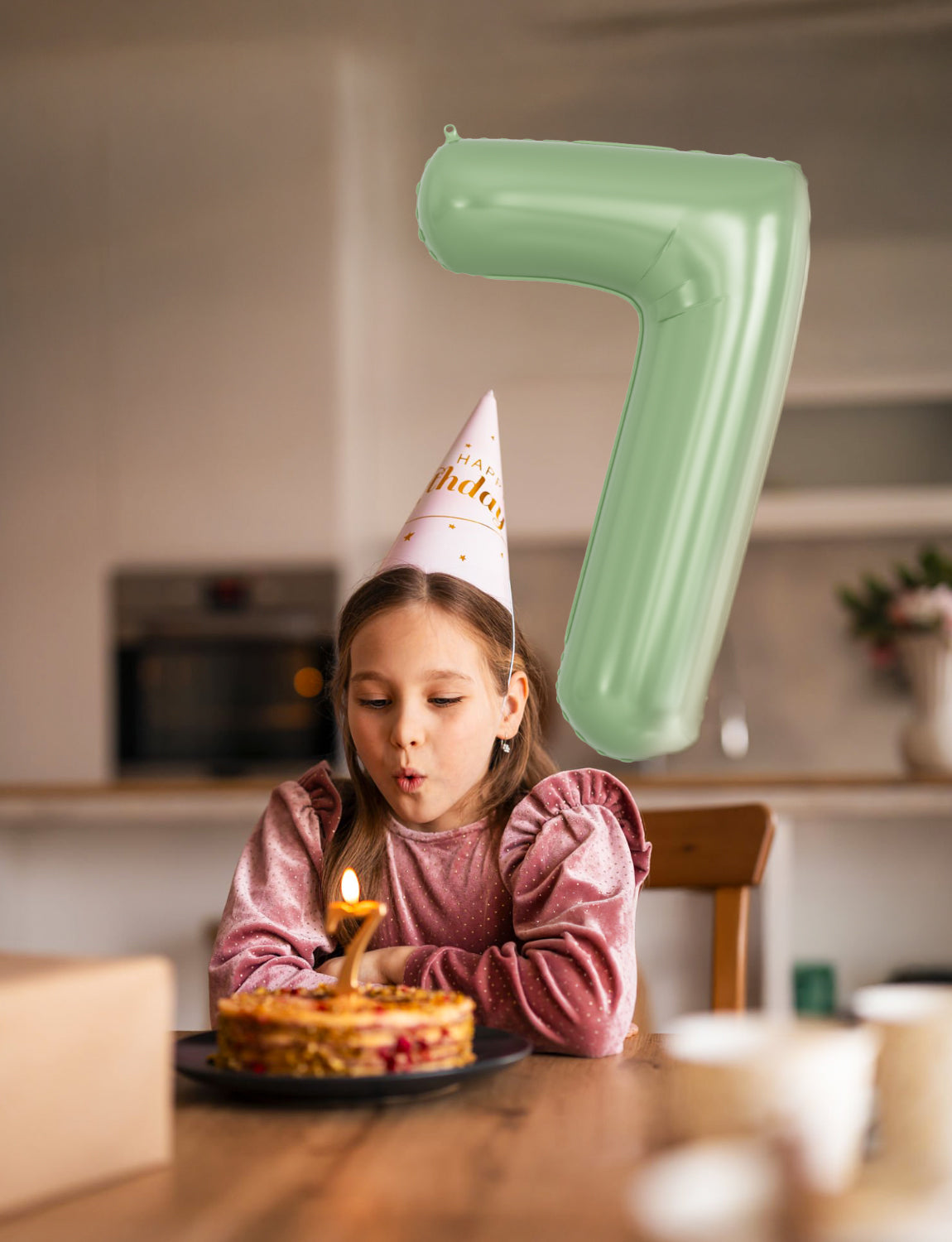 Adeyoo Sage Green Number 7 Balloon - 40" Giant Olive Green Number Balloons 0-9 Set, Self Inflating Digital 7 Balloon for Girls Boys Women Men Birthday Jungle Safari Anniversary Party Decorations