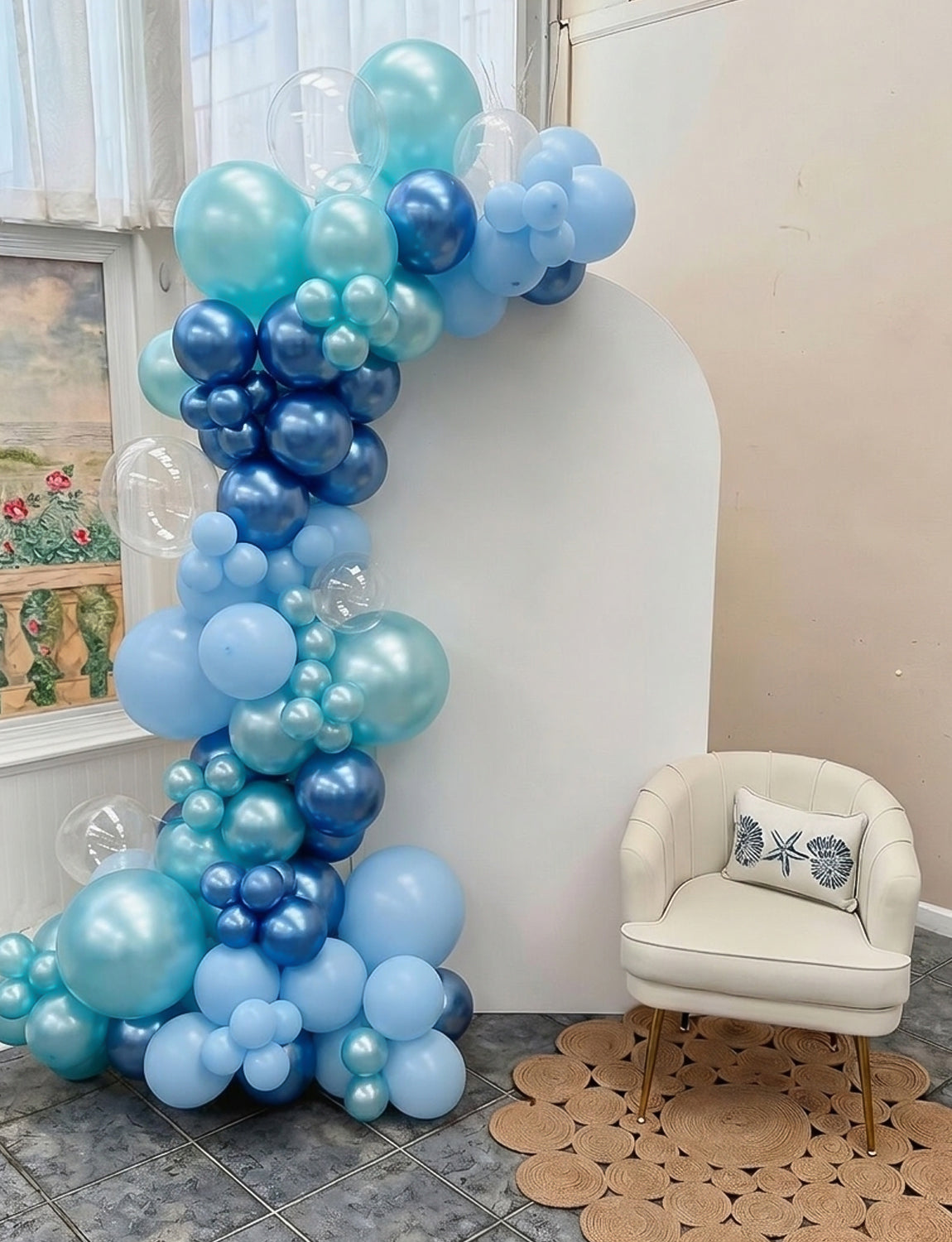 Blue Balloons, 12 Inch Ocean Under The Sea Balloon for Mermaid Decor 50 Pcs Teal Baby Blue and Clear Balloons, Metallic Blue Balloon for Ocean Shark Themed Birthday Baby Shower Party Decoration