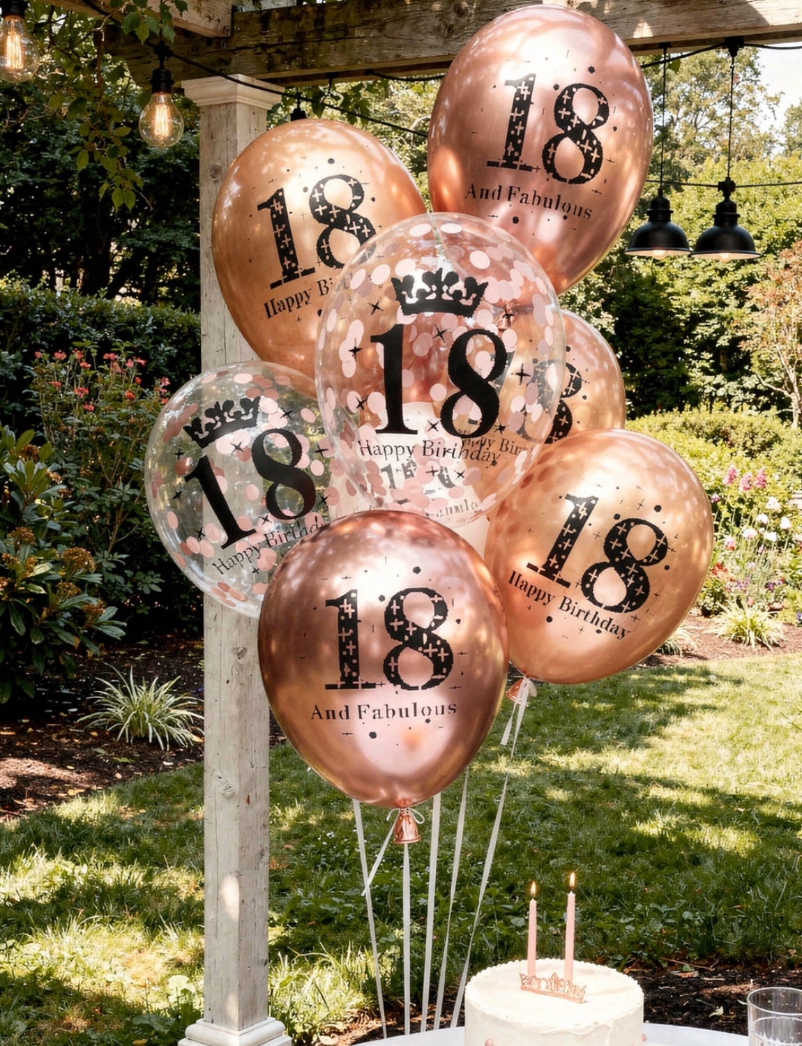 Adeyoo 24Pcs 18th Birthday Balloons for Girls - Fabulous 12Inch Rose Gold 18th Latex Confetti Balloons, Rose Gold 18 Happy Birthday and Anniversary Party Decorations for Girls Boys