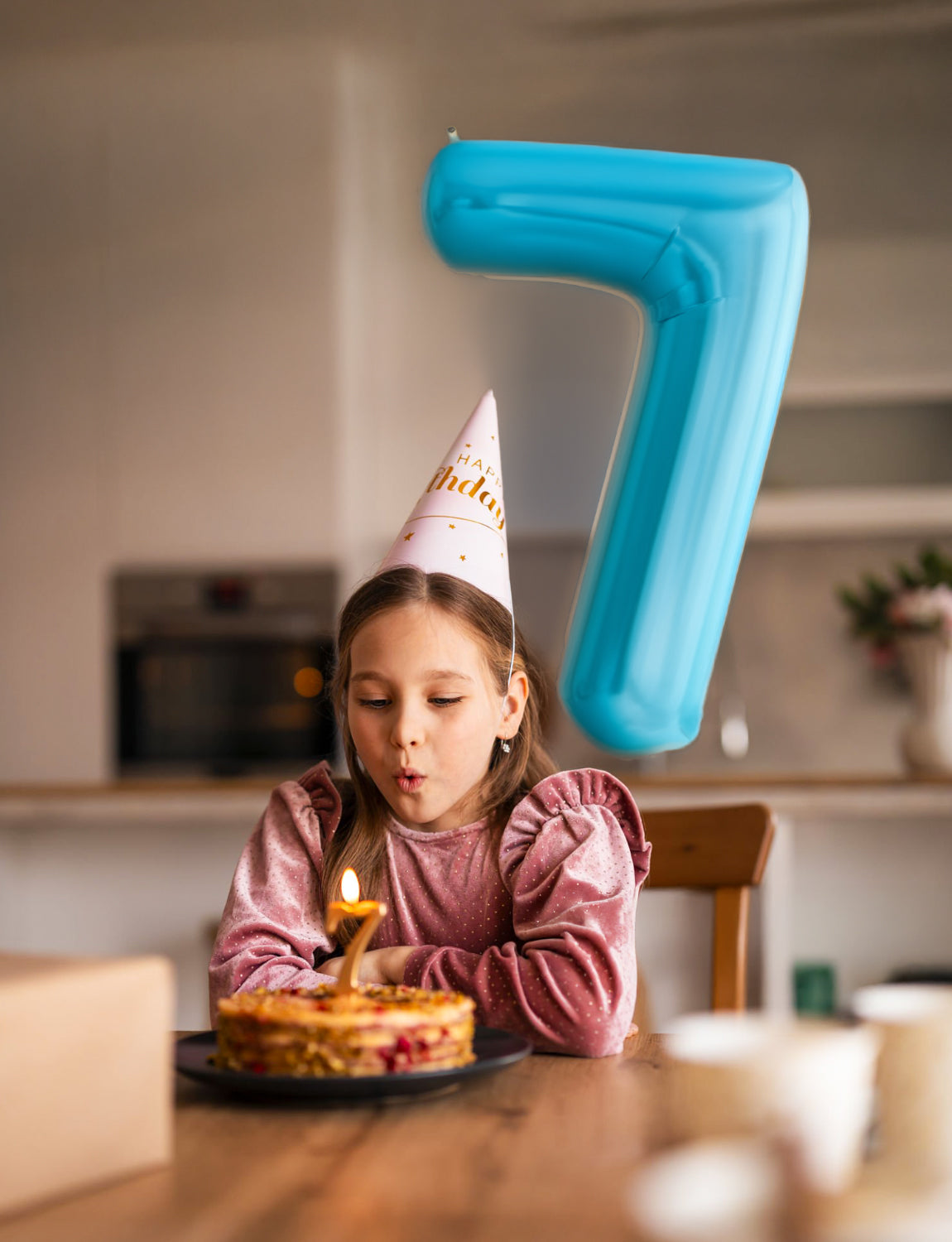 Adeyoo 40 Inch Blue Number 7 Balloon - 7th Birthday Balloons for Boys, Self Inflating Foil Number Balloons 0-9 for Men Birthday Anniversary Graduation Party Decorations, Photo Shoot Supplies