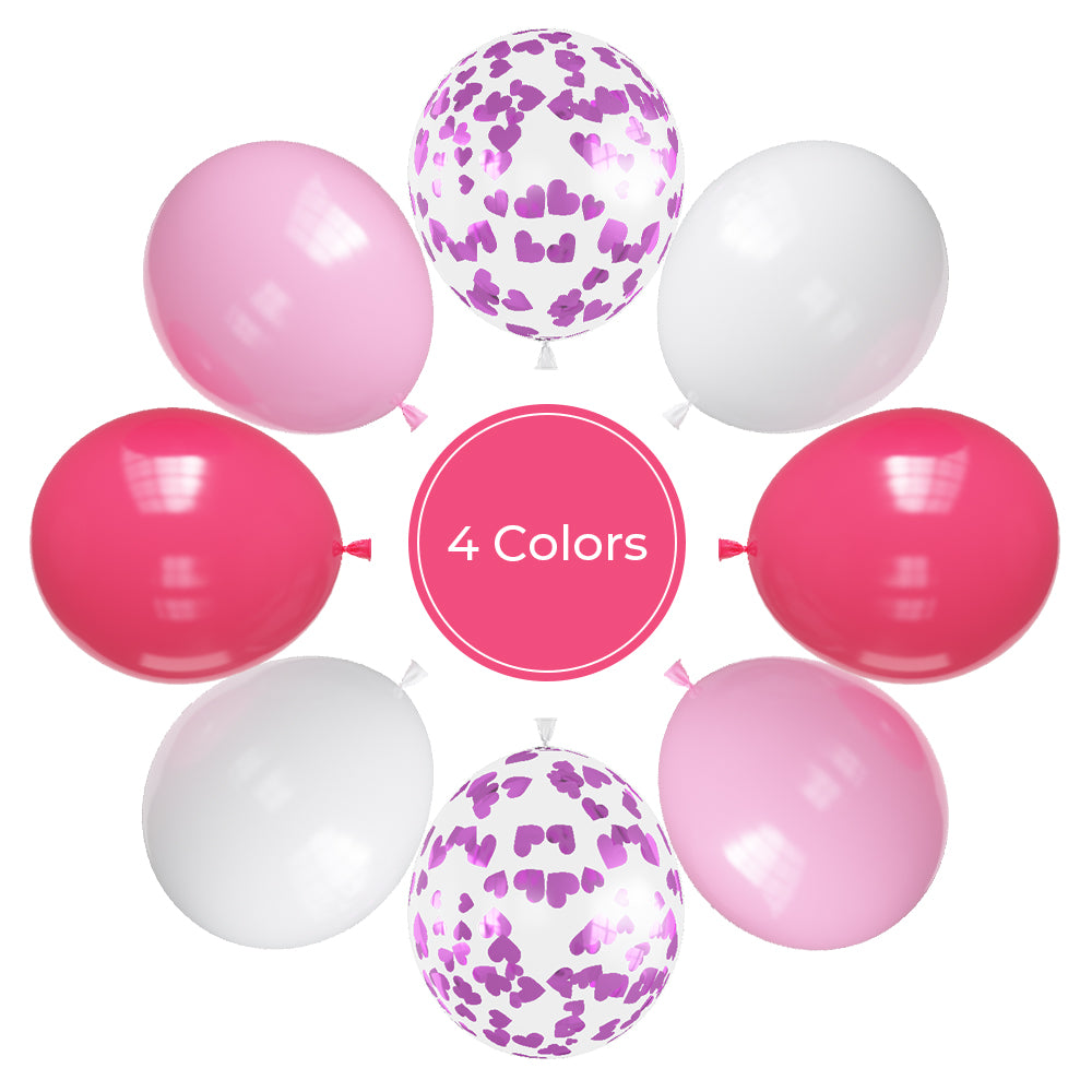 Adeyoo 60 Pcs Hot Pink Balloons - 12 Inch Pink and White Balloons with Love Confetti Balloon Bright Party Balloon for Girls Women Princess Theme Birthday Wedding Baby Showers Party Decorations