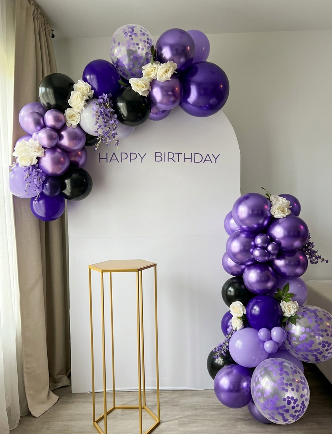 Purple and Black Balloons, 50 Pcs Mixed Purple Latex Balloon,12 Inch Purple Confetti Balloons, Metallic Purple Balloons for Women Birthday Halloween Baby Shower Bridal Wedding Party Decorations