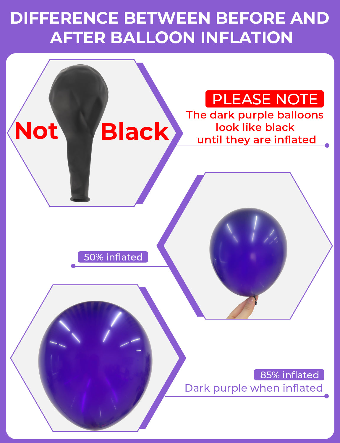 Purple and Black Balloons, 50 Pcs Mixed Purple Latex Balloon,12 Inch Purple Confetti Balloons, Metallic Purple Balloons for Women Birthday Halloween Baby Shower Bridal Wedding Party Decorations