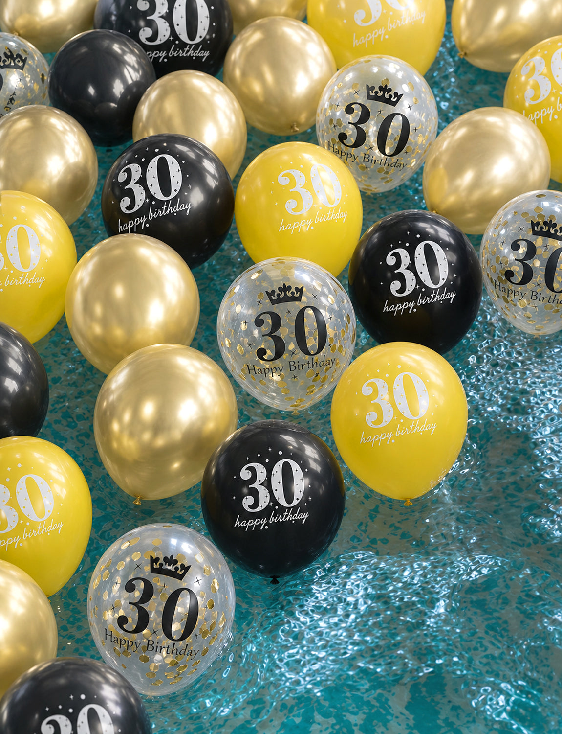 30th Birthday Balloons, 24 Pcs Black and Gold Balloons for Men Women 12Inch Black and Gold Balloons with Confetti balloons, Black and Gold 30th Birthday Decorations for Him & Her
