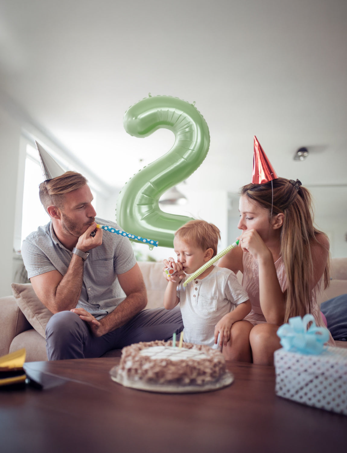 Adeyoo Sage Green Number 2 Balloon - 40 Inch Large Self Inflating Foil Digital 2 Balloon, Sage Green Number Balloons 0-9 for Birthday Baby Shower Jungle Safari Anniversary Party Decorations