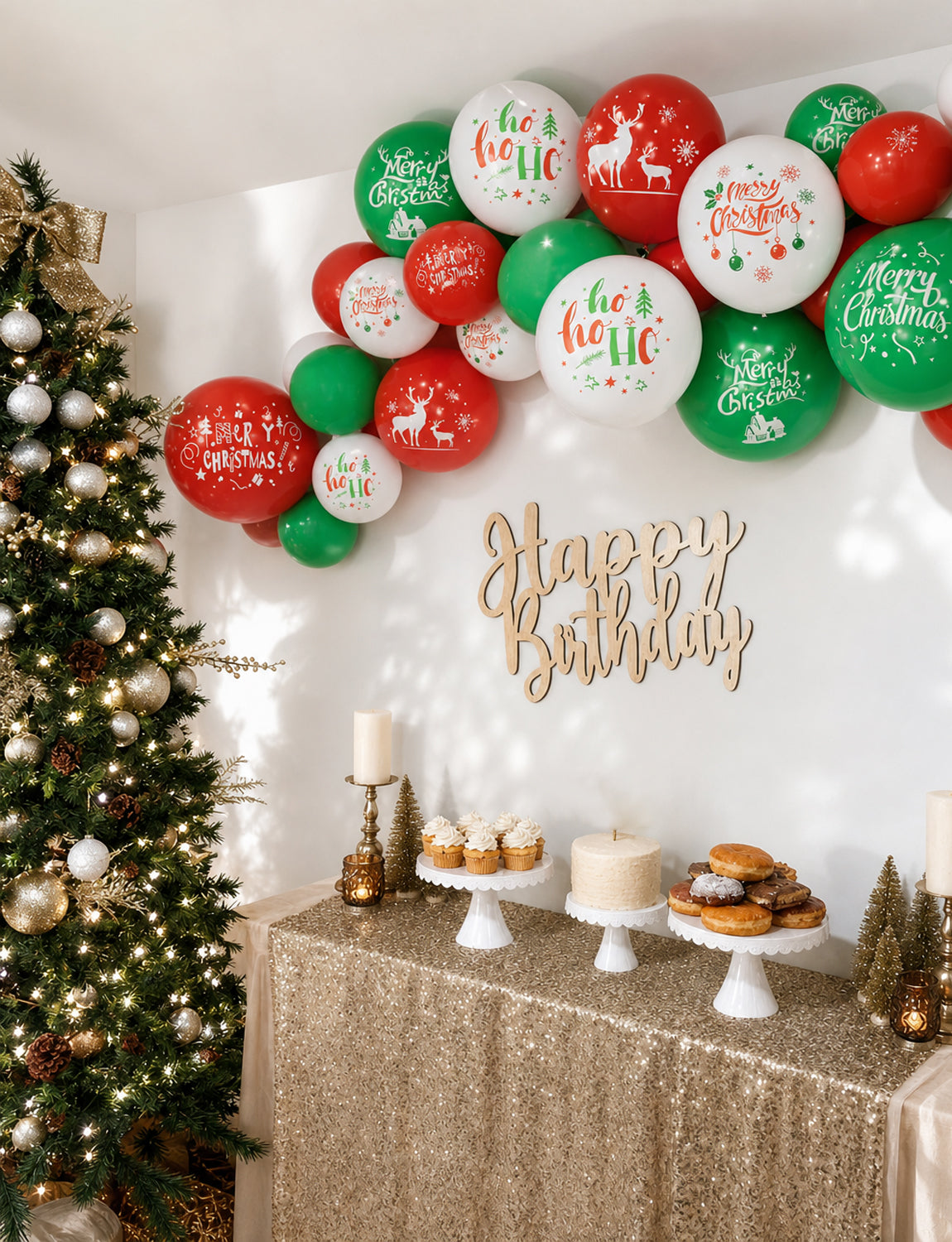 Christmas Balloons, 50 Pcs 12 Inch Red Green Christmas Print Balloon 6 Styles Christmas Latex Balloons, Red Green White Balloons, Christmas Decorations for Xmas Winter Wonderland Holiday Parties