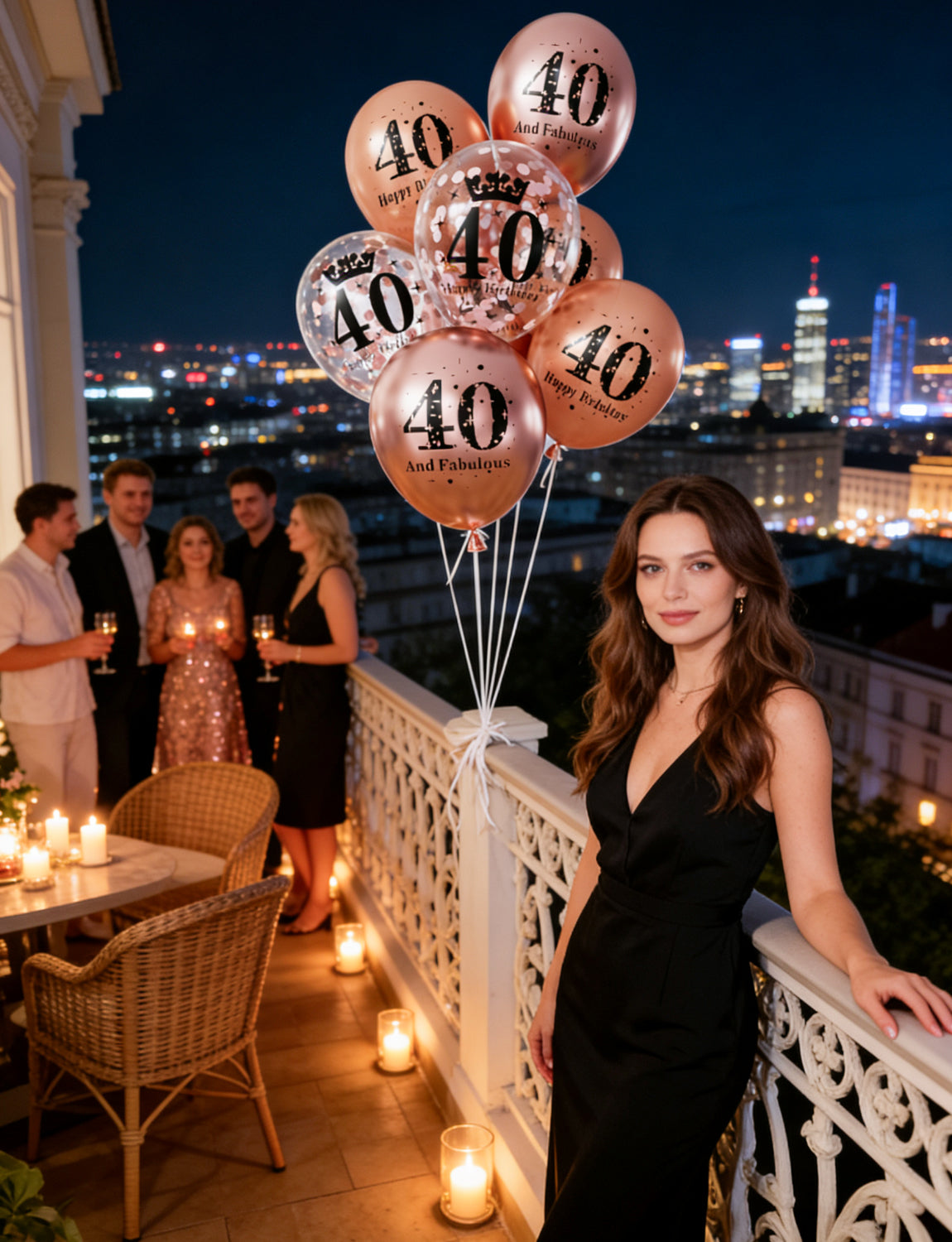 Adeyoo 40th Birthday Balloons for Women - 24Pcs 12Inch Rose Gold Latex Confetti Balloons, Fabulous Happy 40th Birthday Party Decorations for Women Anniversary Celebration