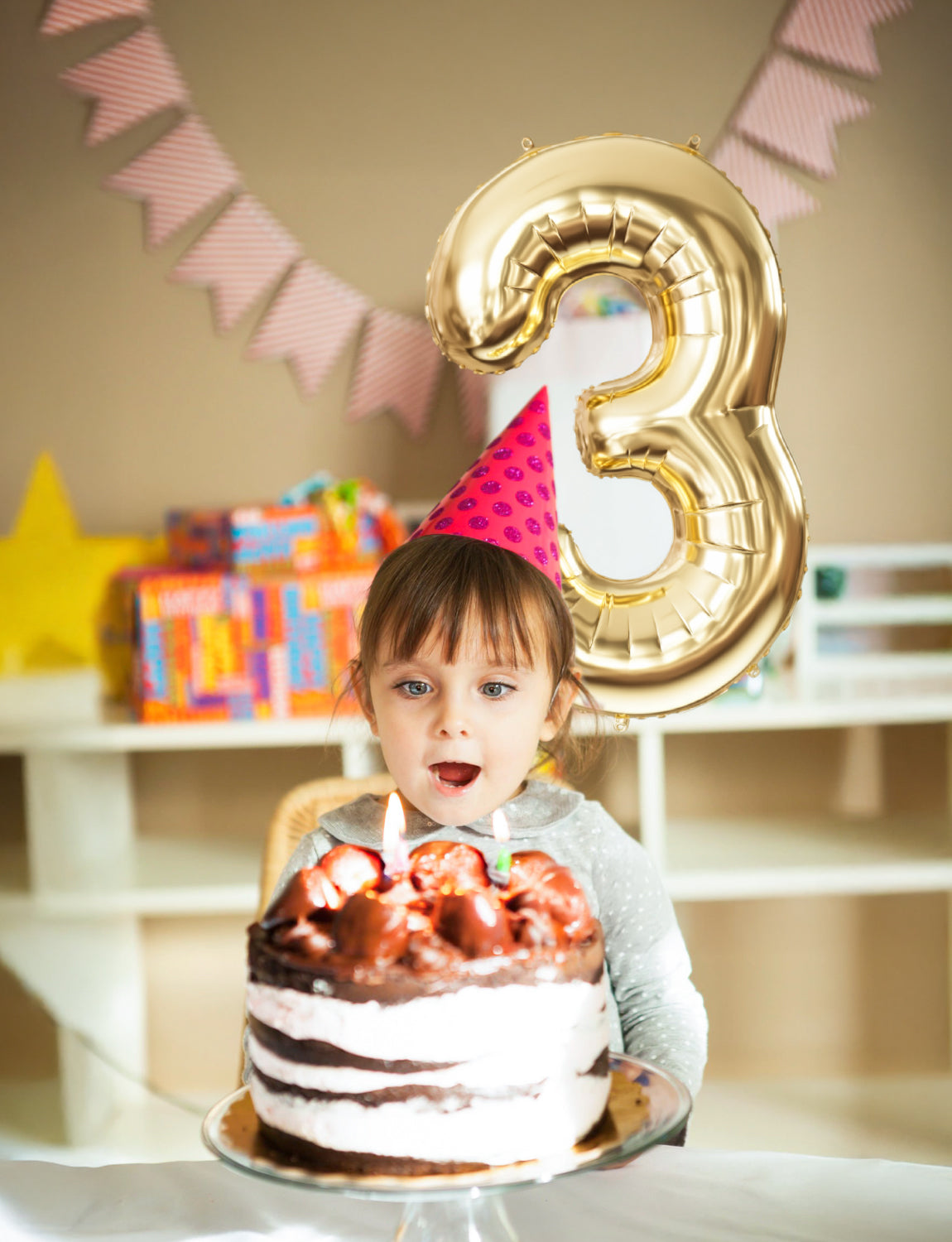 Adeyoo Gold Number 3 Balloon - 40 Inch 3rd Birthday Balloon for Boys Girls, Champagne Light Gold Number Balloons 0-9, Self Inflating Foil Balloons for Women Men Birthday Anniversary Party Decorations