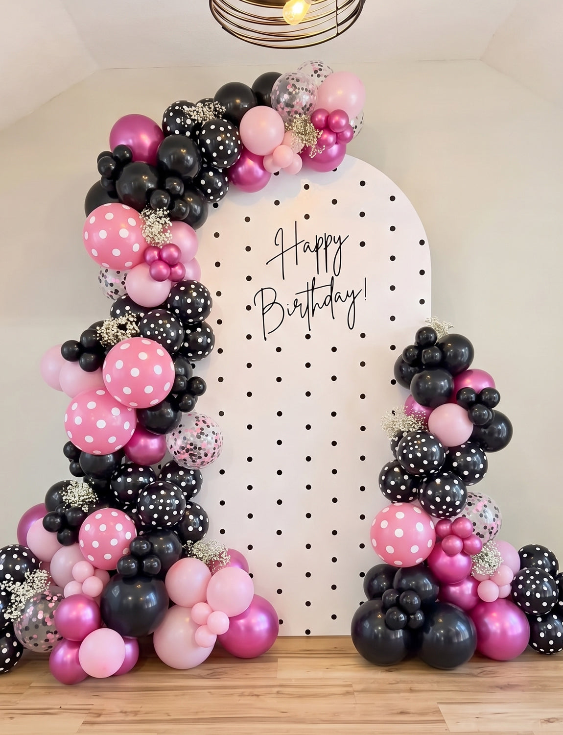 Pink and Black Balloons, 50 PCS 12 Inch Black Pink Polka Dot Balloon Baby Pink Balloons, Pearl Hot Pink and Pink Black Confetti Balloons for Girls Mouse Theme Birthday Baby Shower Party Decor