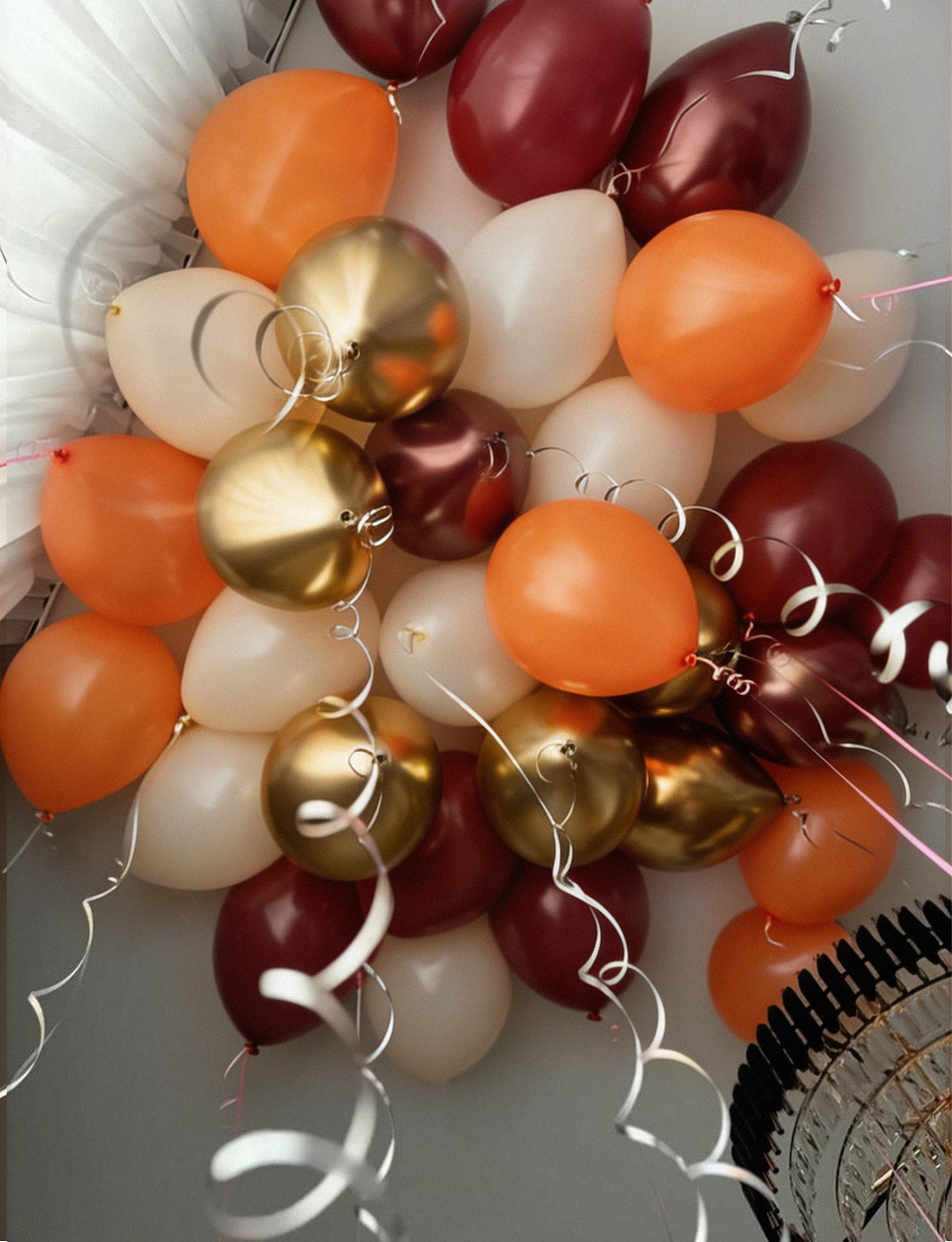 Fall Balloons, 50Pcs Burgundy Gold Balloons for Thanksgiving Decor | 12 Inch Autumn Balloons with Burgundy, Orange, Brown Tan and Metallic Gold for Harvest Birthday Wedding Party Decorations