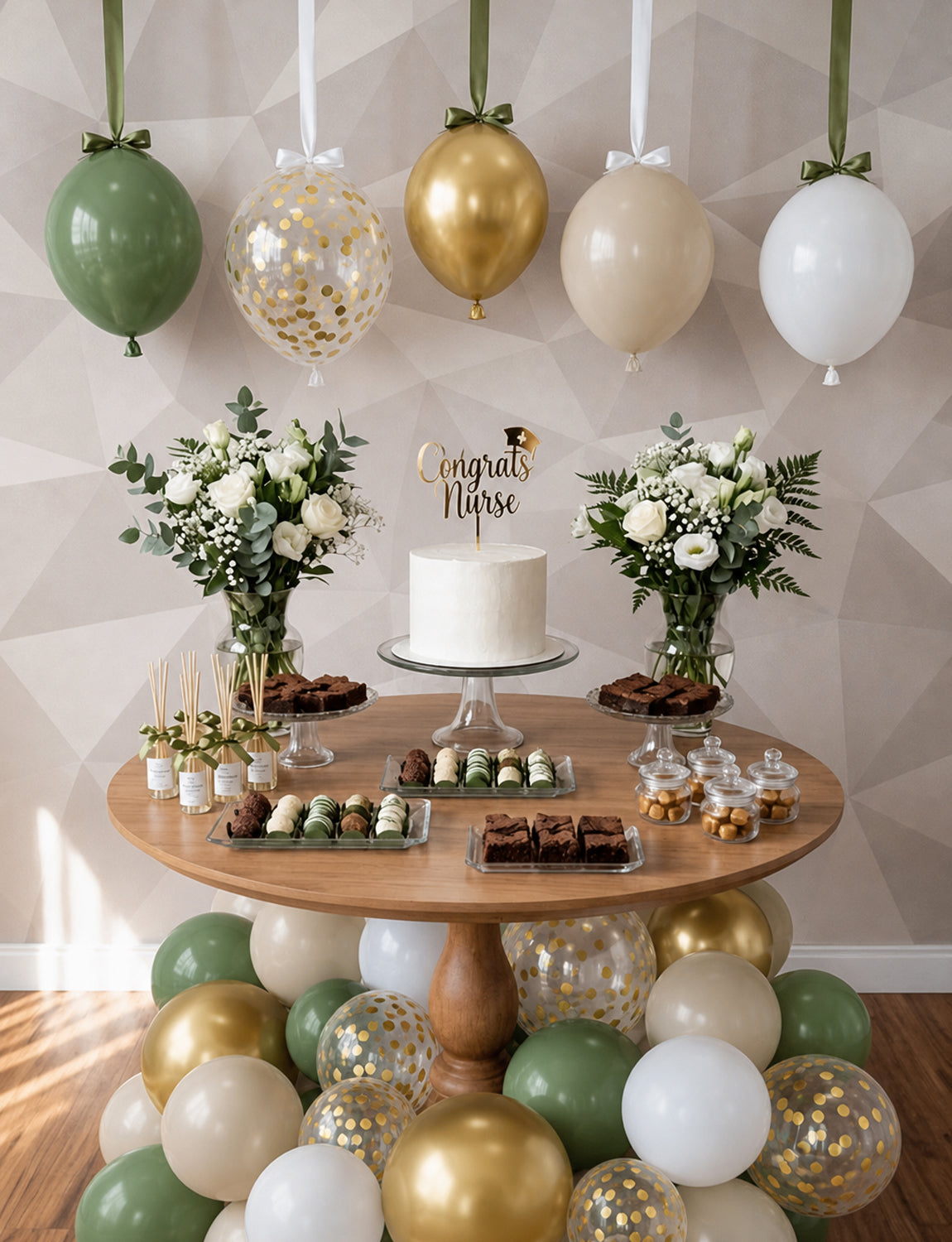 Sage Green and Gold Balloons, 12 Inch Sage Green White Gold Balloons 50 Pcs Sage Green and White Balloons, Cream Balloons, Gold Confetti Balloon for Birthday Jungle Theme Baby Shower Party Decor