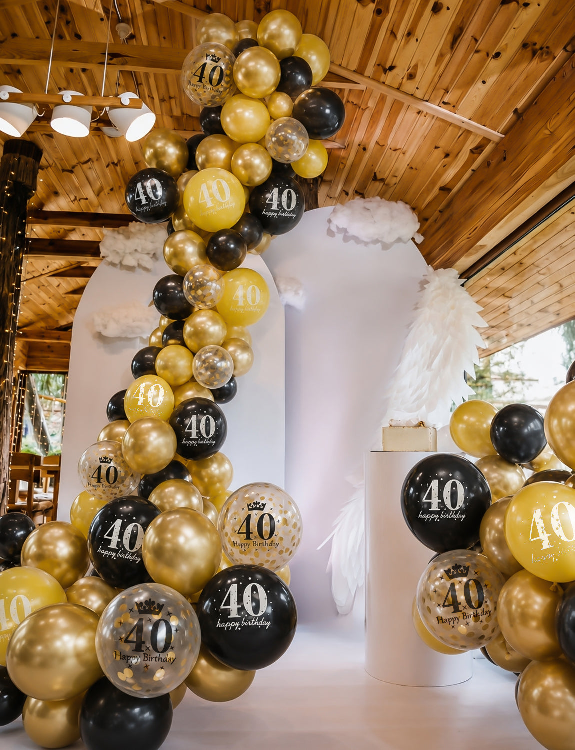 40th Birthday Balloons, 24 Pcs Black Gold Balloons for Men & Women 12 Inch Black and Gold Birthday Balloons, Gold Confetti Latex Balloons, 40th Birthday Decorations for Him & Her