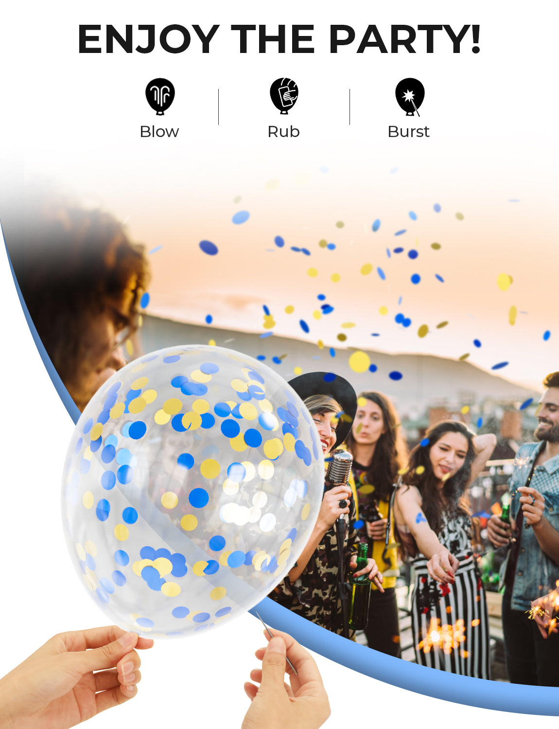 Adeyoo Navy Blue and Gold Balloons - 12 Inch Navy Blue Balloons Set, White Latex Balloon Glitter Metallic Gold Confetti Balloon for Birthday Baby Shower Wedding Graduation Party Decorations (50Pcs)