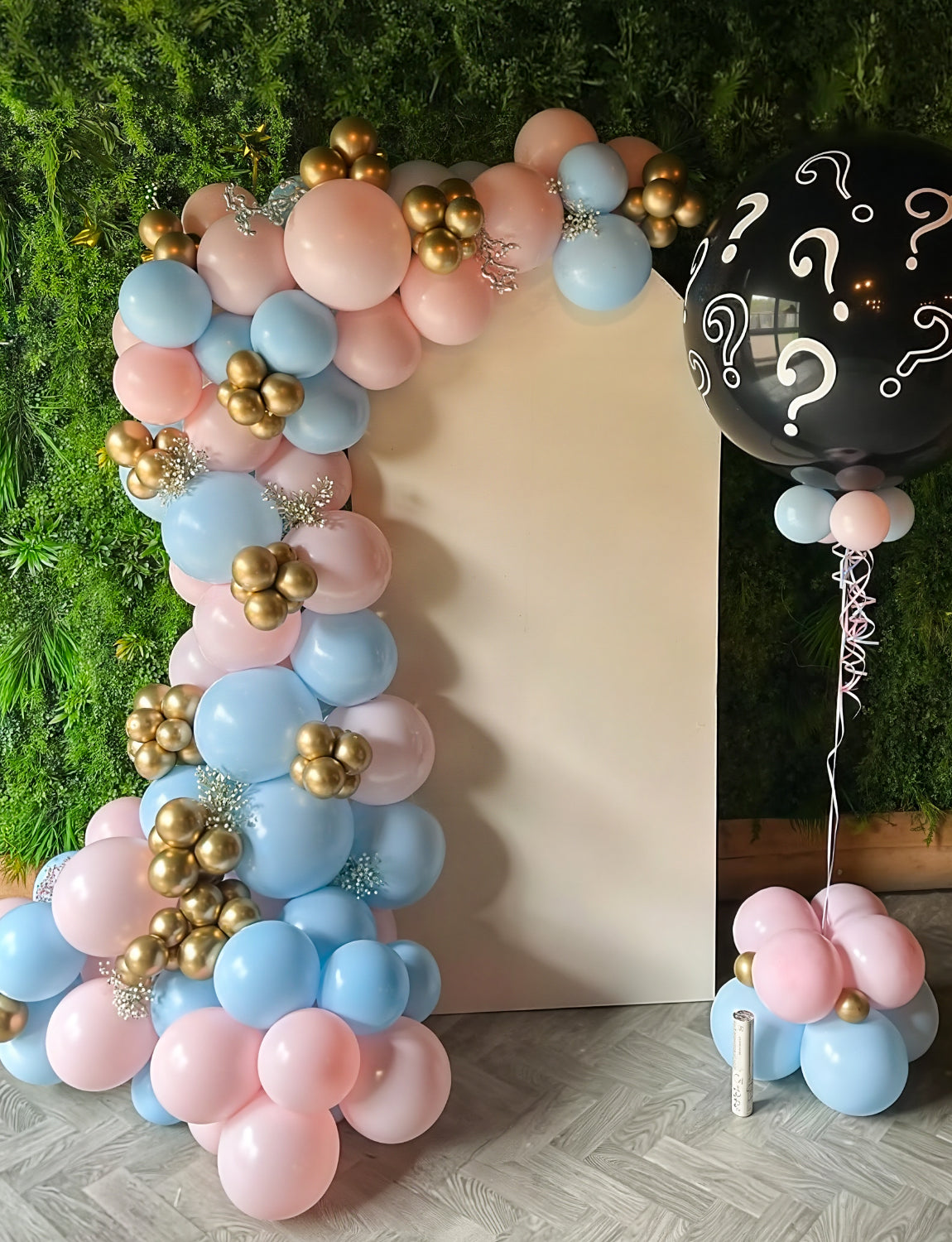 Adeyoo Pink and Blue Balloon Arch Kit Garland - Gender Reveal Balloon Arch Pink and Blue Balloons Gold Metallic Latex Balloons for Baby Gender Reveal Baby Shower Christening Birthday Party Decorations