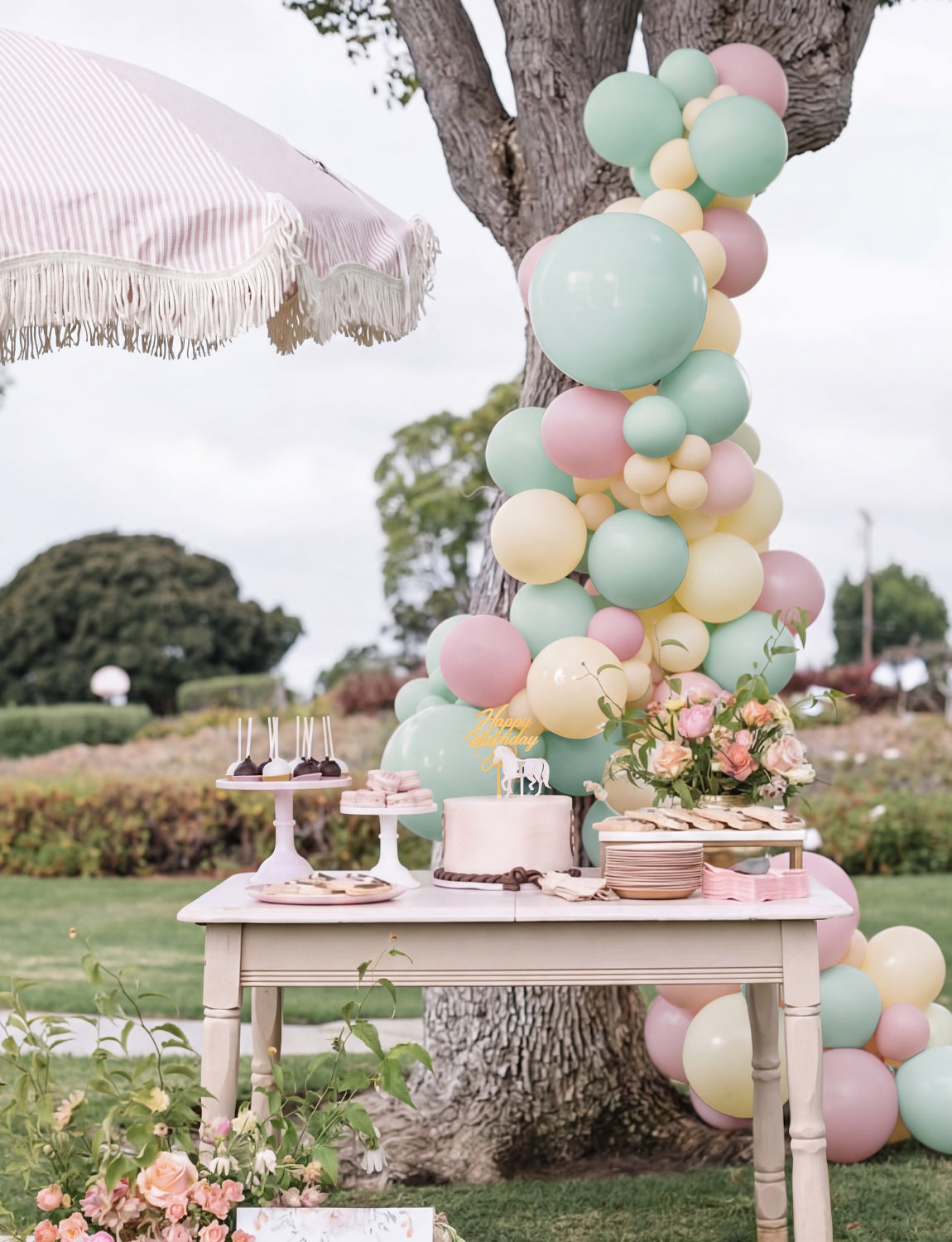 Tea Party Decorations - 144 Pcs Tea Party Balloon Arch Kit Garland Bright Pink Green Yellow Balloons Arch Kit with Large Teapot Foil Balloons for Let's Par Tea Birthday Spring Party Decorations