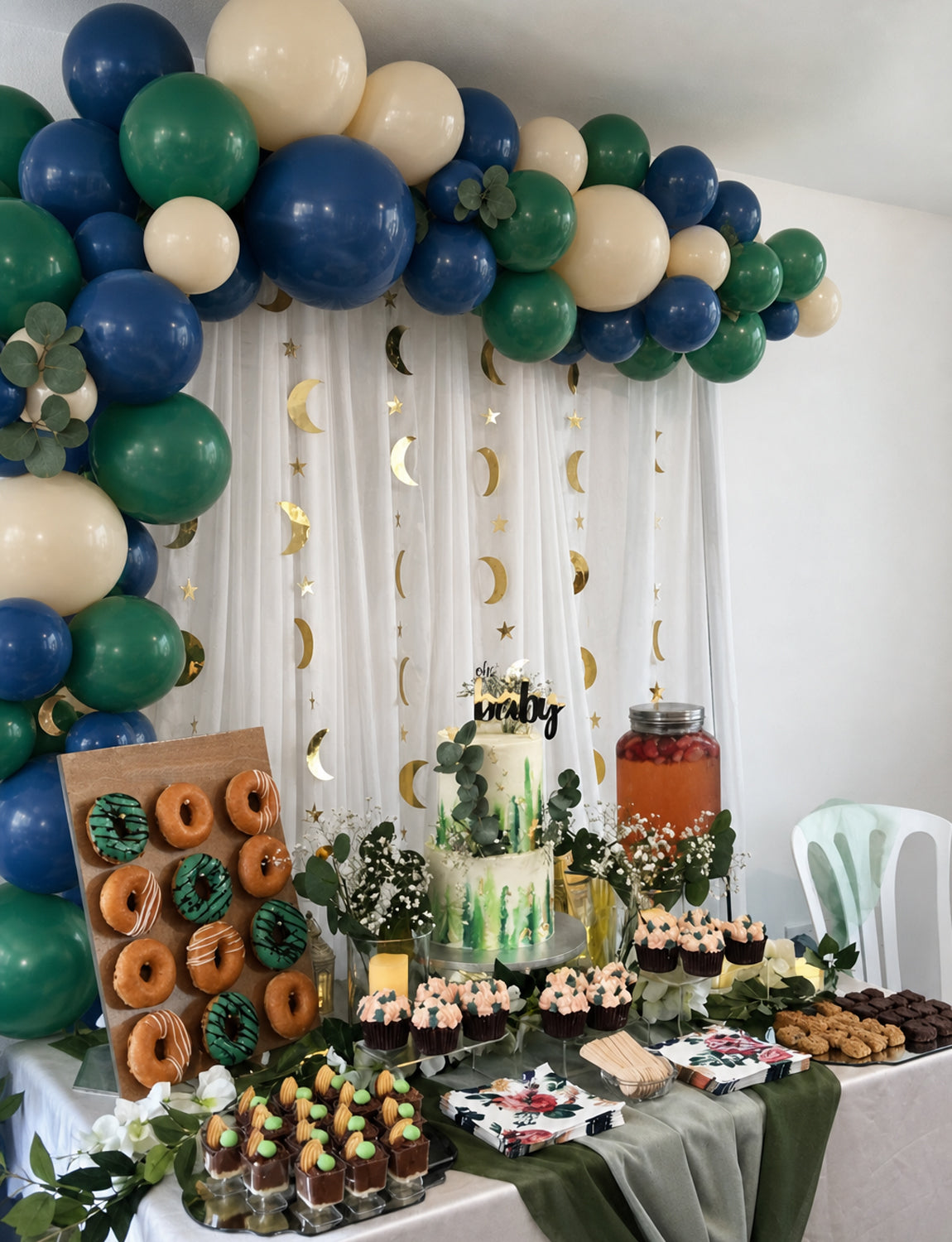 Navy Blue and Green Balloon Garland Arch Kit for Birthday Decoration 140 Pcs Different Sizes Balloon Arch Kit with Nude, Birthday Balloon for Wedding Christmas Teddy Bear Baby Shower Party Decor