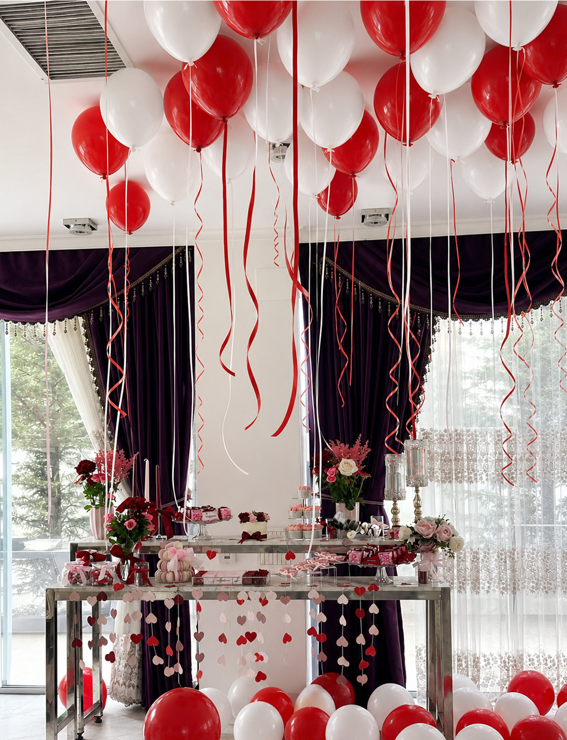 Red and White Balloons, 50 Pcs 12 Inch Red White Latex Balloons Classic Red White Balloons for Christmas Valentine's Day Wedding Engagement Anniversary Birthday Football Party Decorations