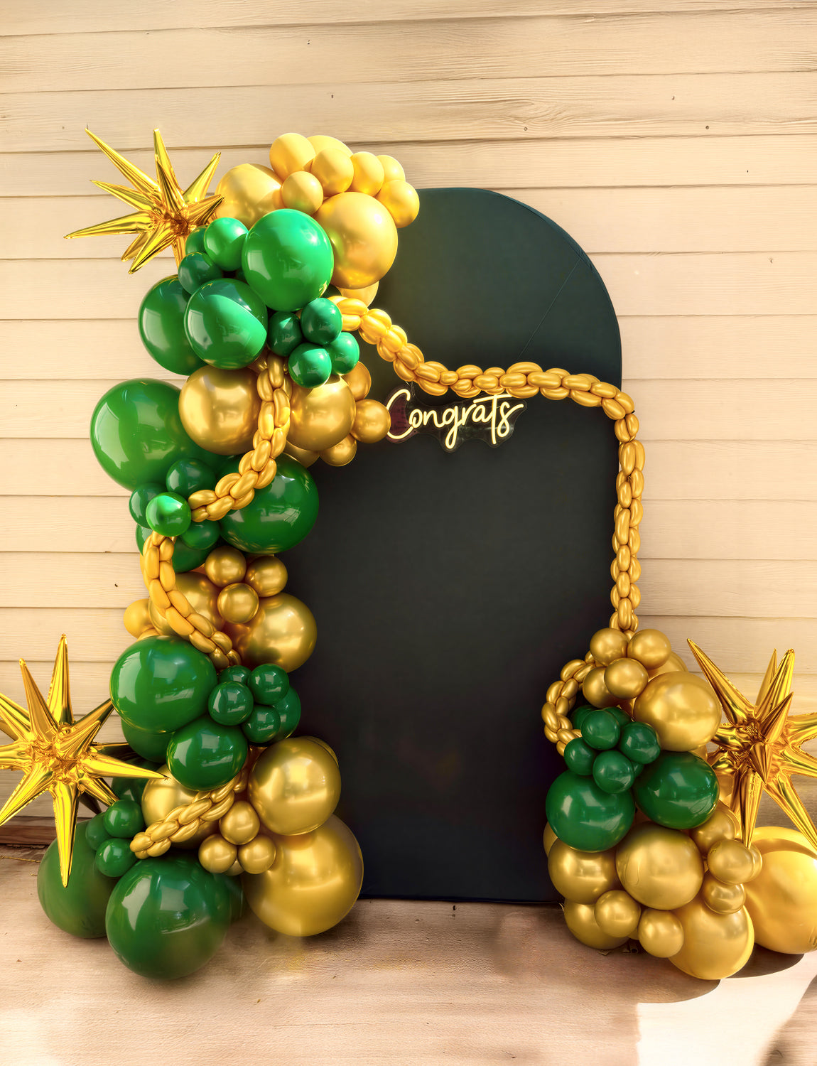 Green and Gold Balloon Arch Kit Garland - Green and Gold Balloons With Explosion Star Balloons Latex Confetti Balloon for St. Patrick's Day Birthday Safari Jungle Baby Shower Party Decorations