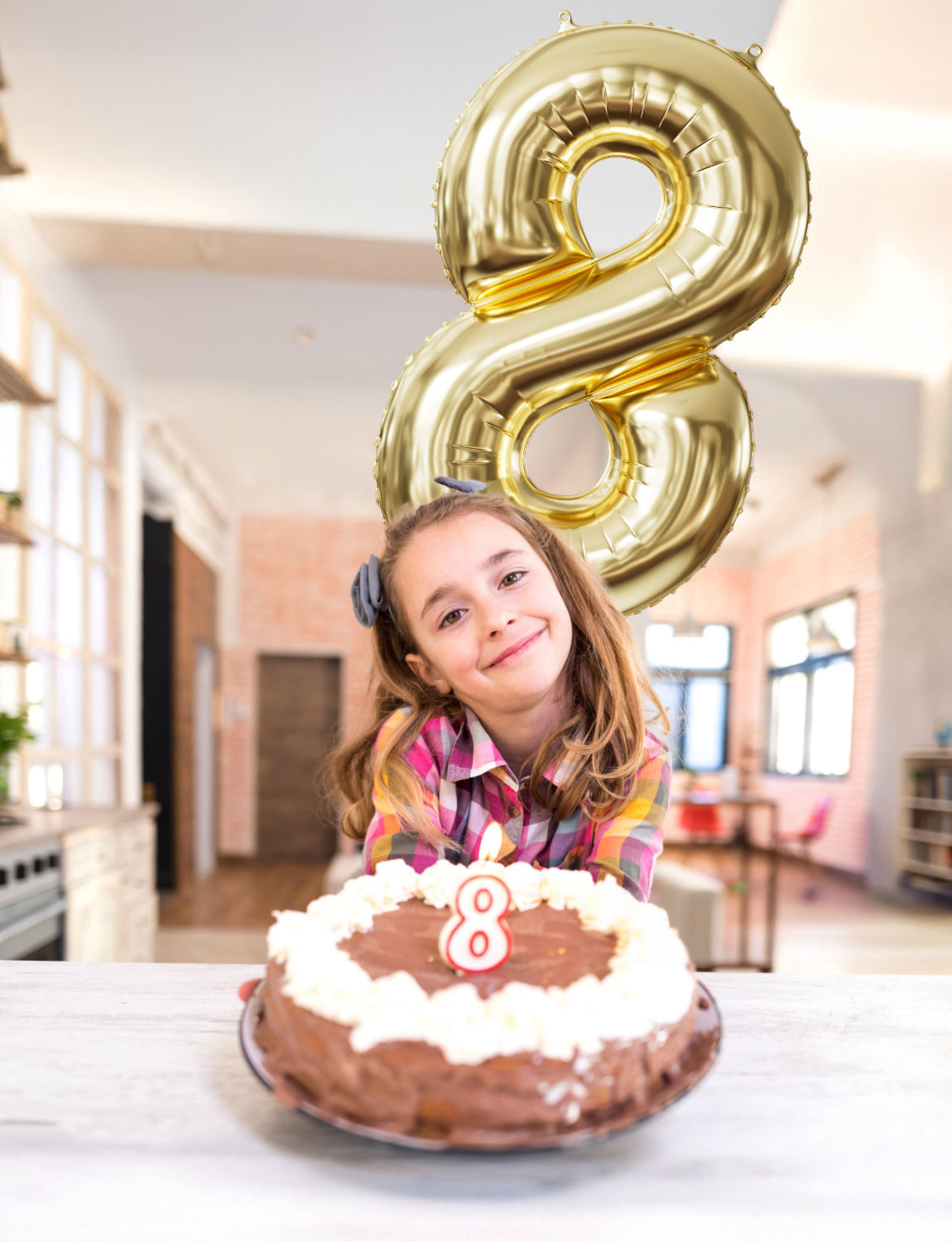 Adeyoo Light Gold Number 8 Balloon - 40" Large Champagne Gold Foil Digital 8 Balloons for Boys Girls, Self Inflating Number Balloons 0-9 Set for Women Men Birthday Anniversary Party Decorations