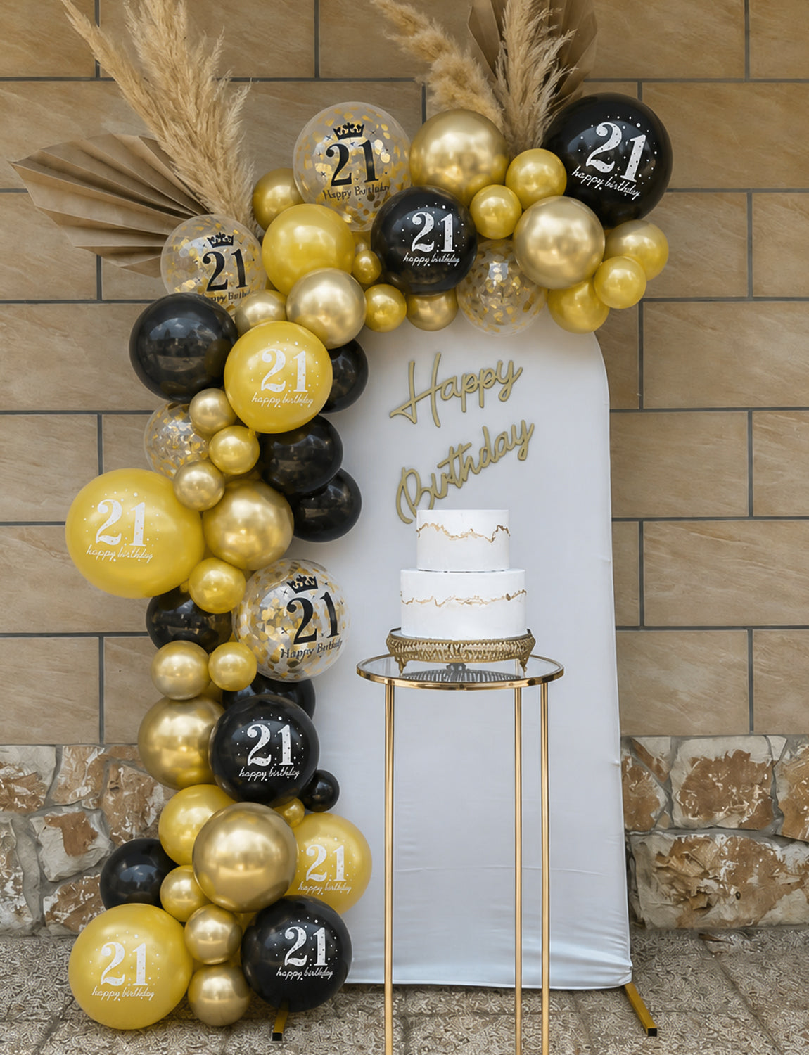 21st Birthday Balloons, 24 Pcs Black and Gold Balloons for Men Women 12Inch Black and Gold Balloons with Confetti balloons, Black and Gold 21st Birthday Decorations for Him & Her